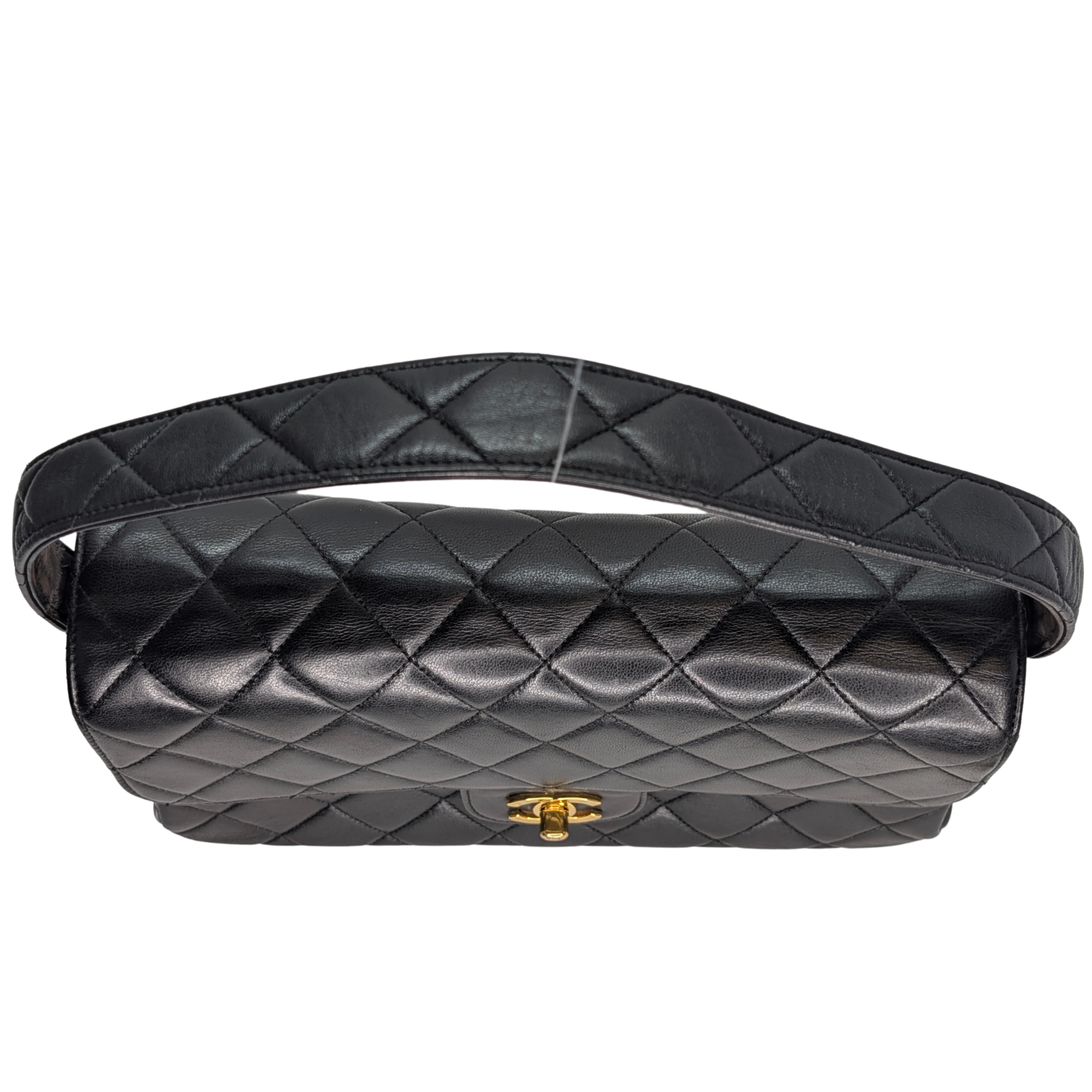 Chanel Lambskin Vintage Double Sided Classic Flap Handbag Black