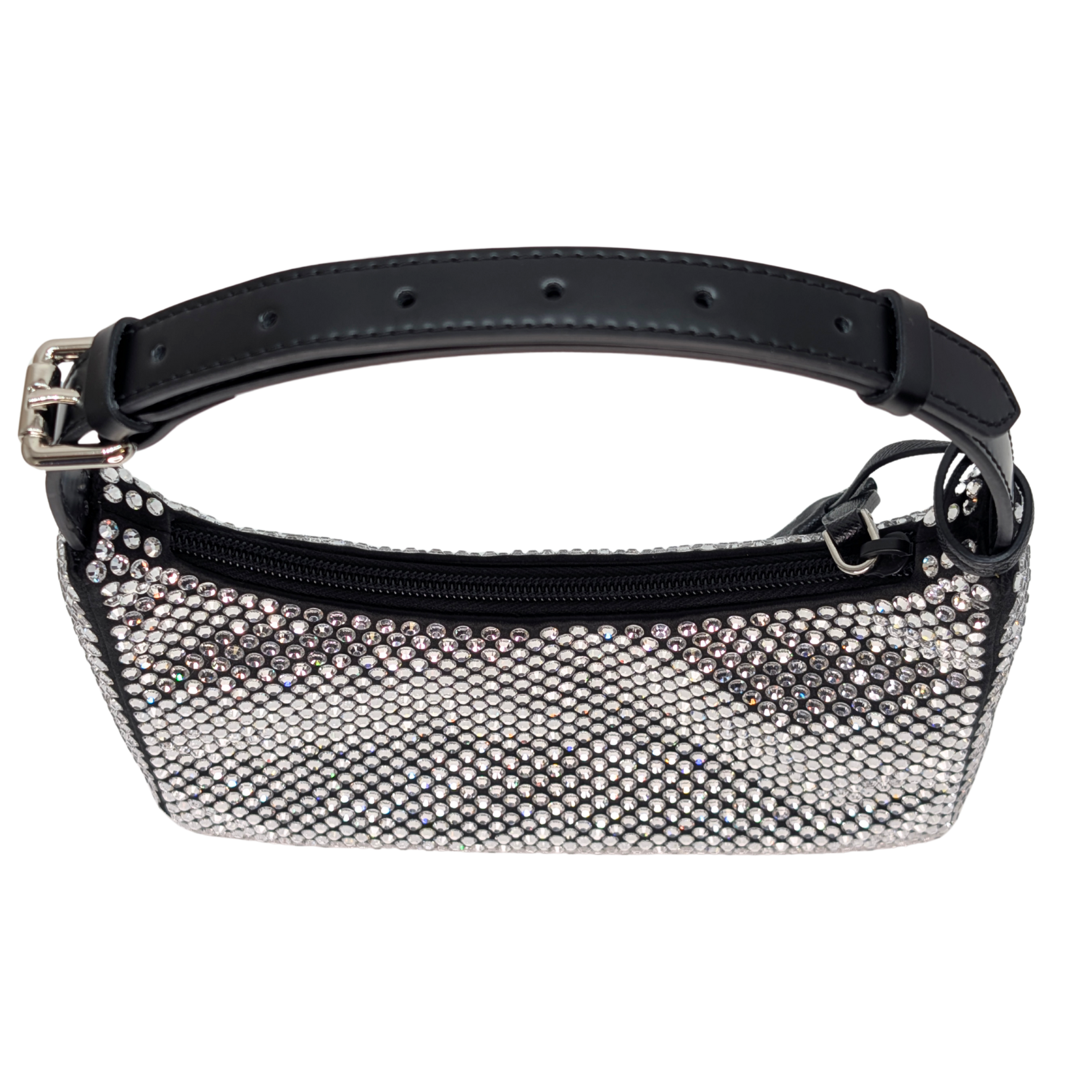 Black Prada Re-Edition Mini Satin Crystals Shoulder Bag