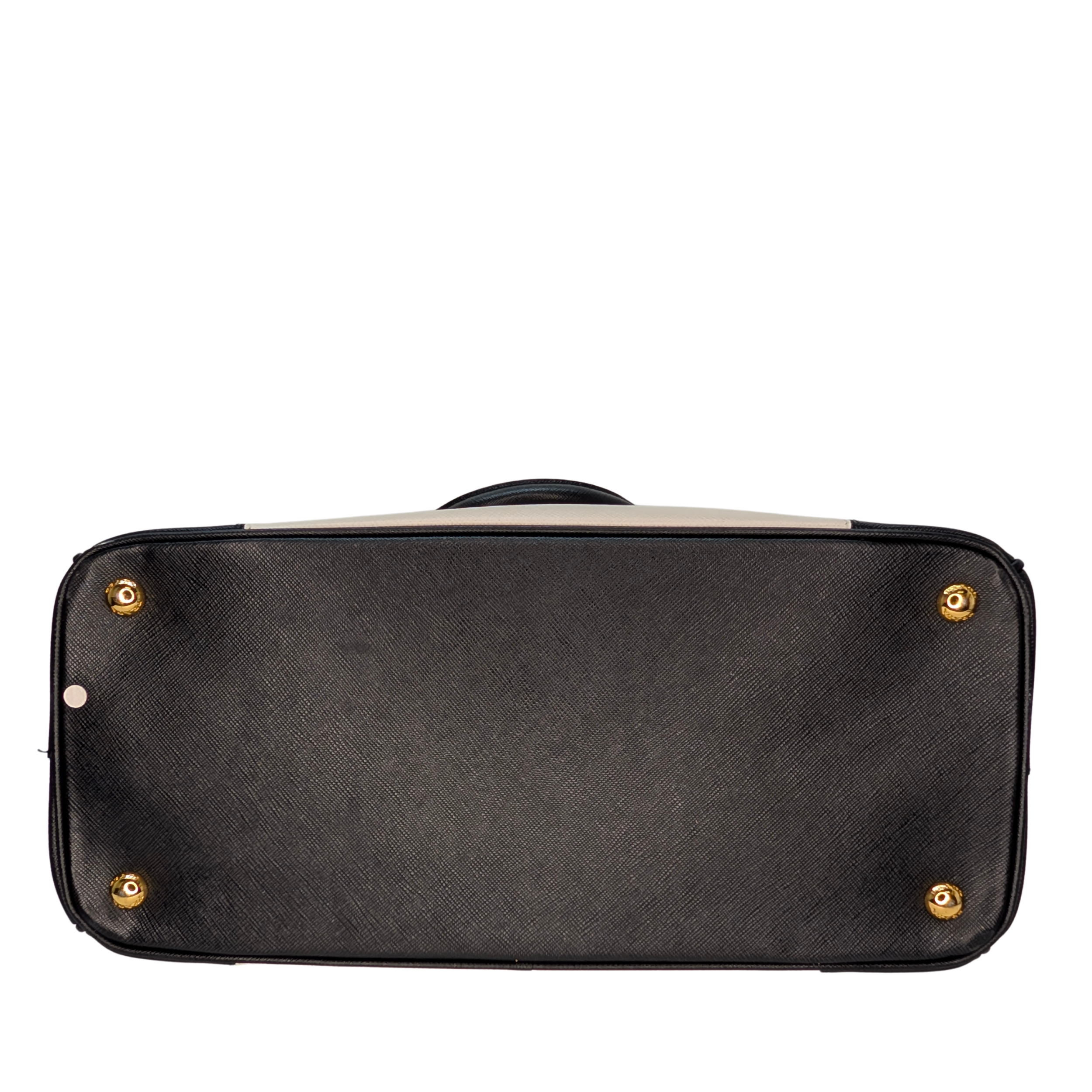 Prada Saffiano Lux Medium Galleria Double Zip Tote Bag Black X White