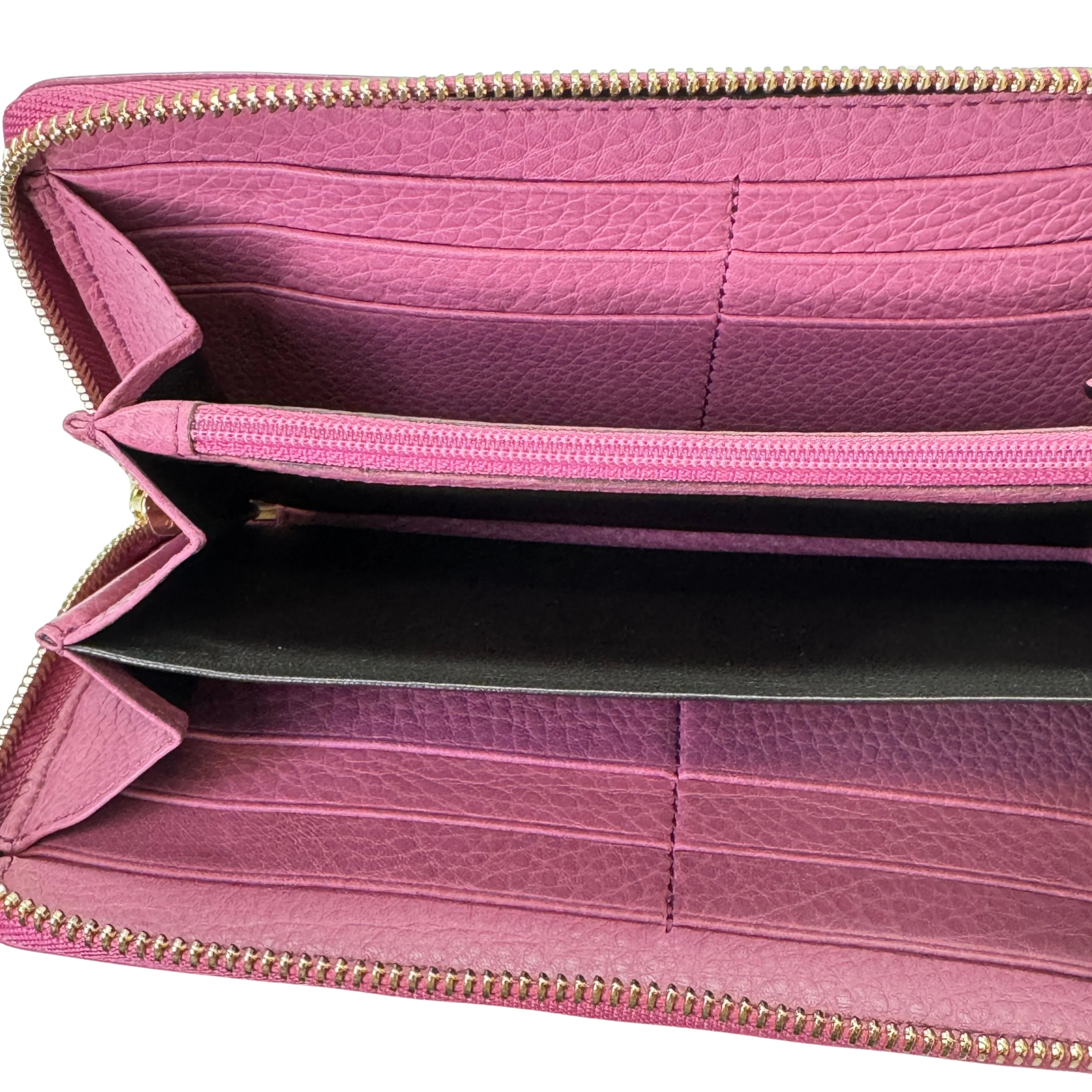 Gucci Pebbled Calfskin Soho Wallet Pink - Lost Designer