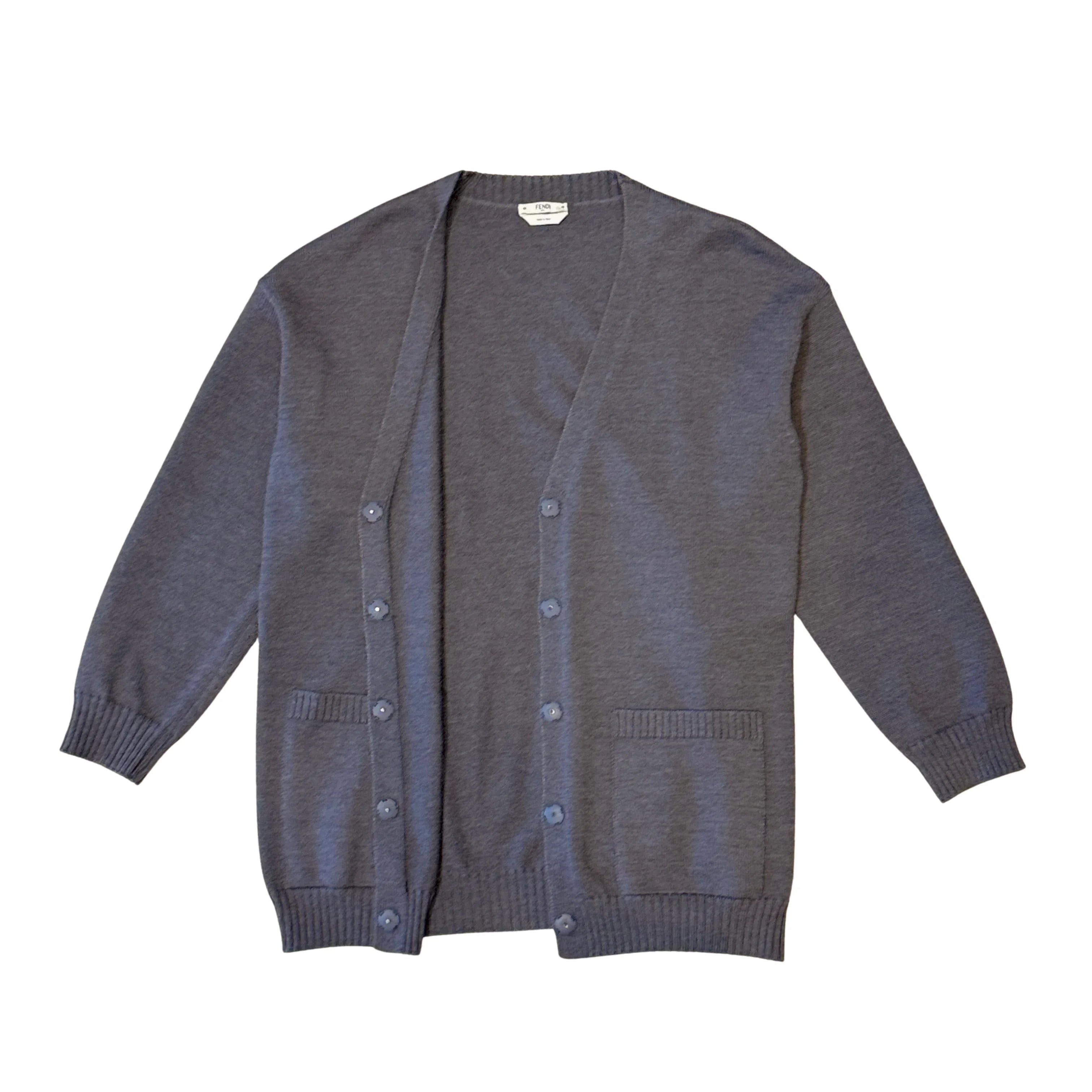 Fendi Roma Wool Cardigan Grey 42 - Lost Designer