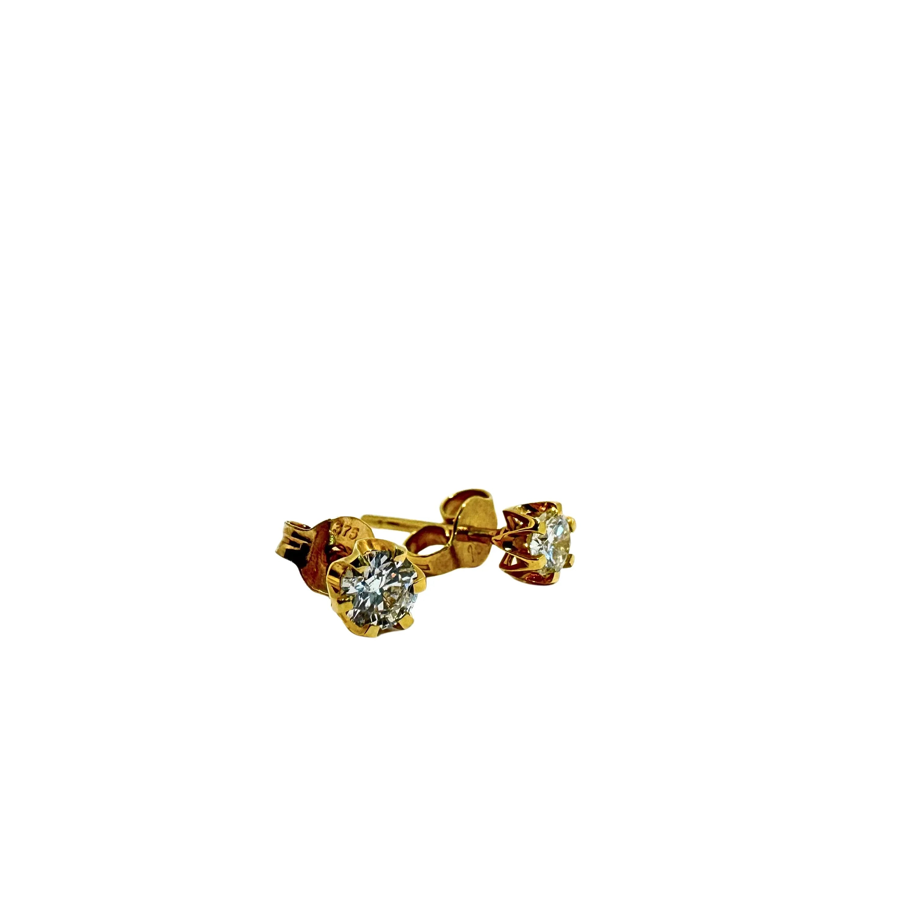 18ct Gold 0.4 Carat Total Diamond Studs Earrings - Lost Designer