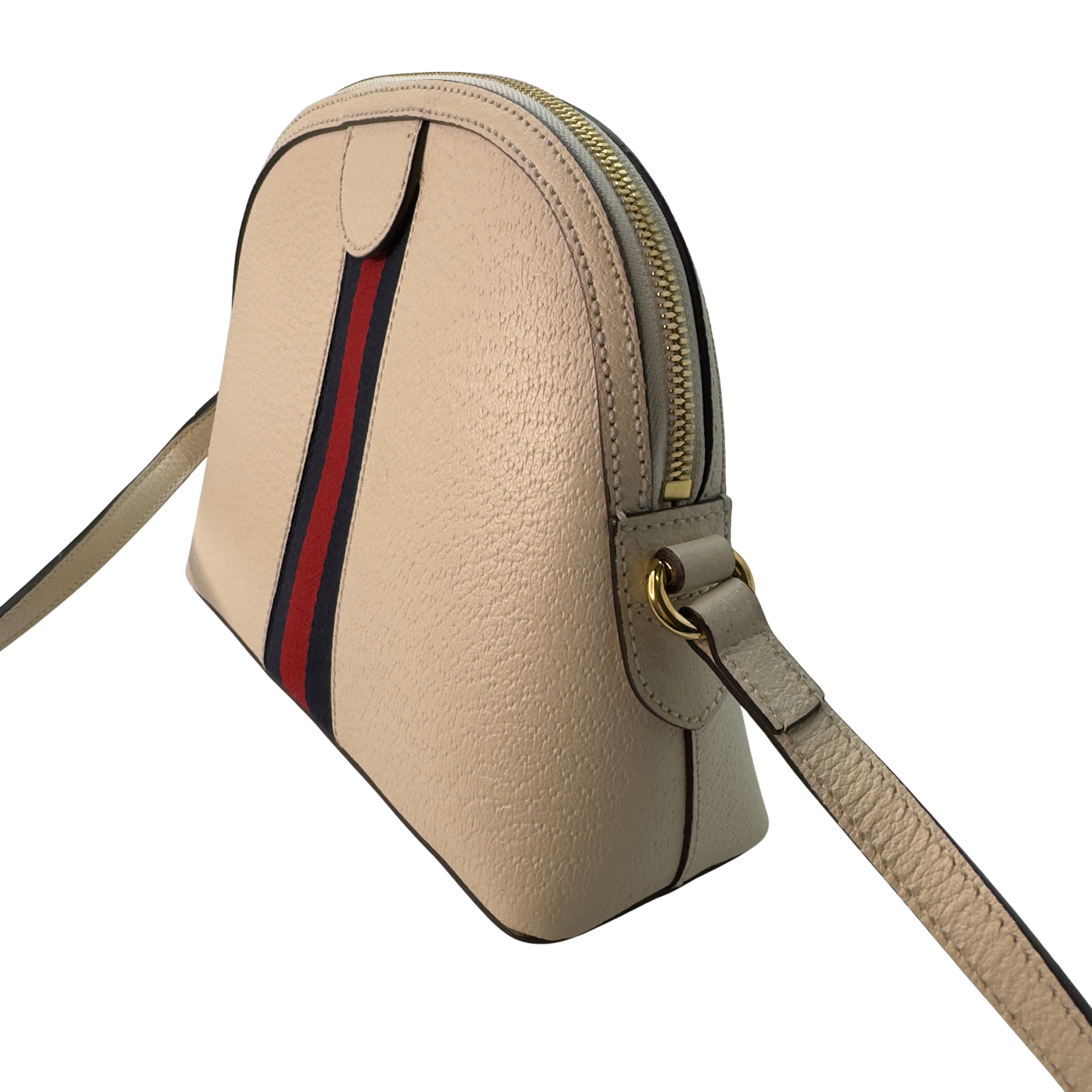 Gucci Textured Dollar Small Ophidia Dome Shoulder Bag Beige