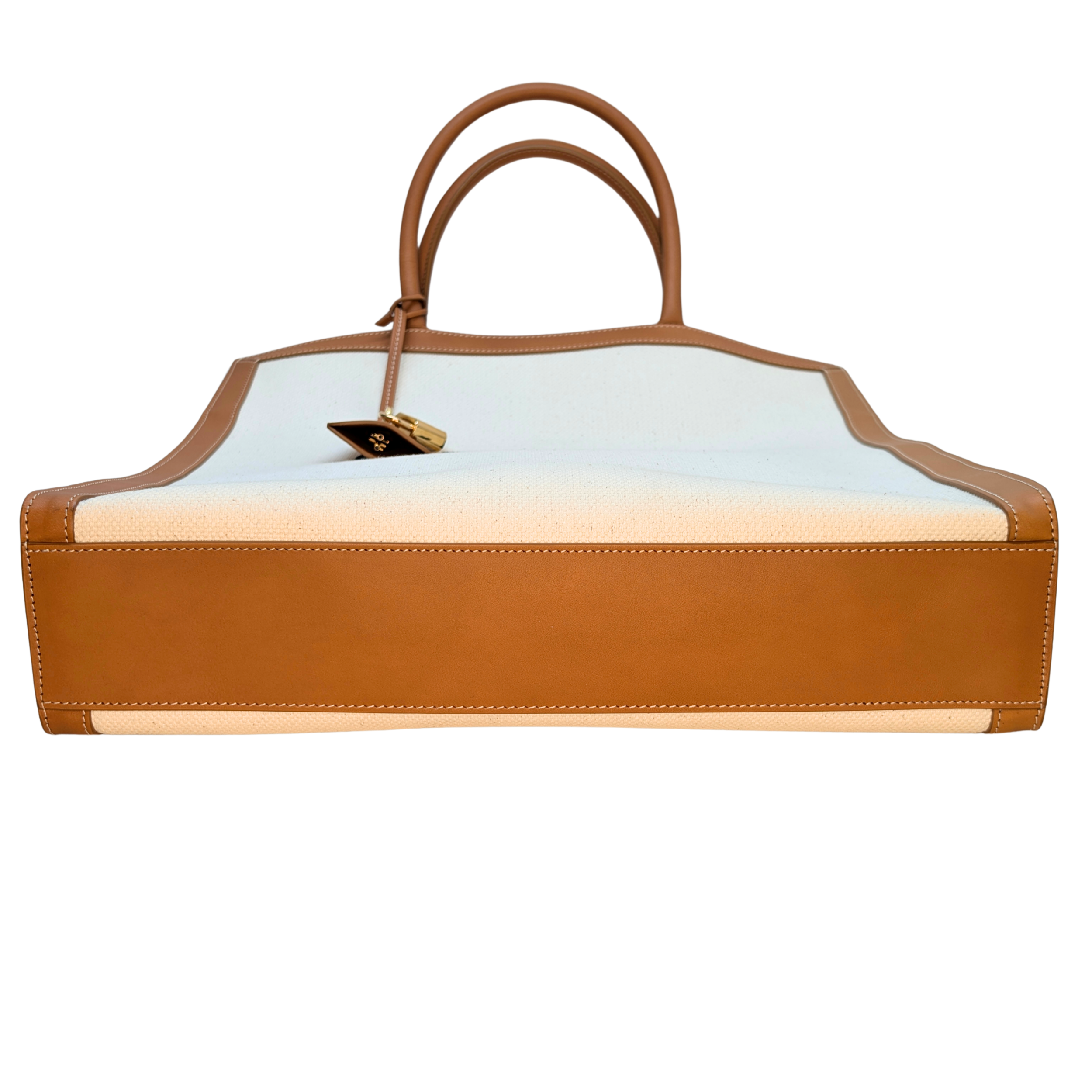 Celine Leather X Canvas Cabas Vertical Tote Bag Large