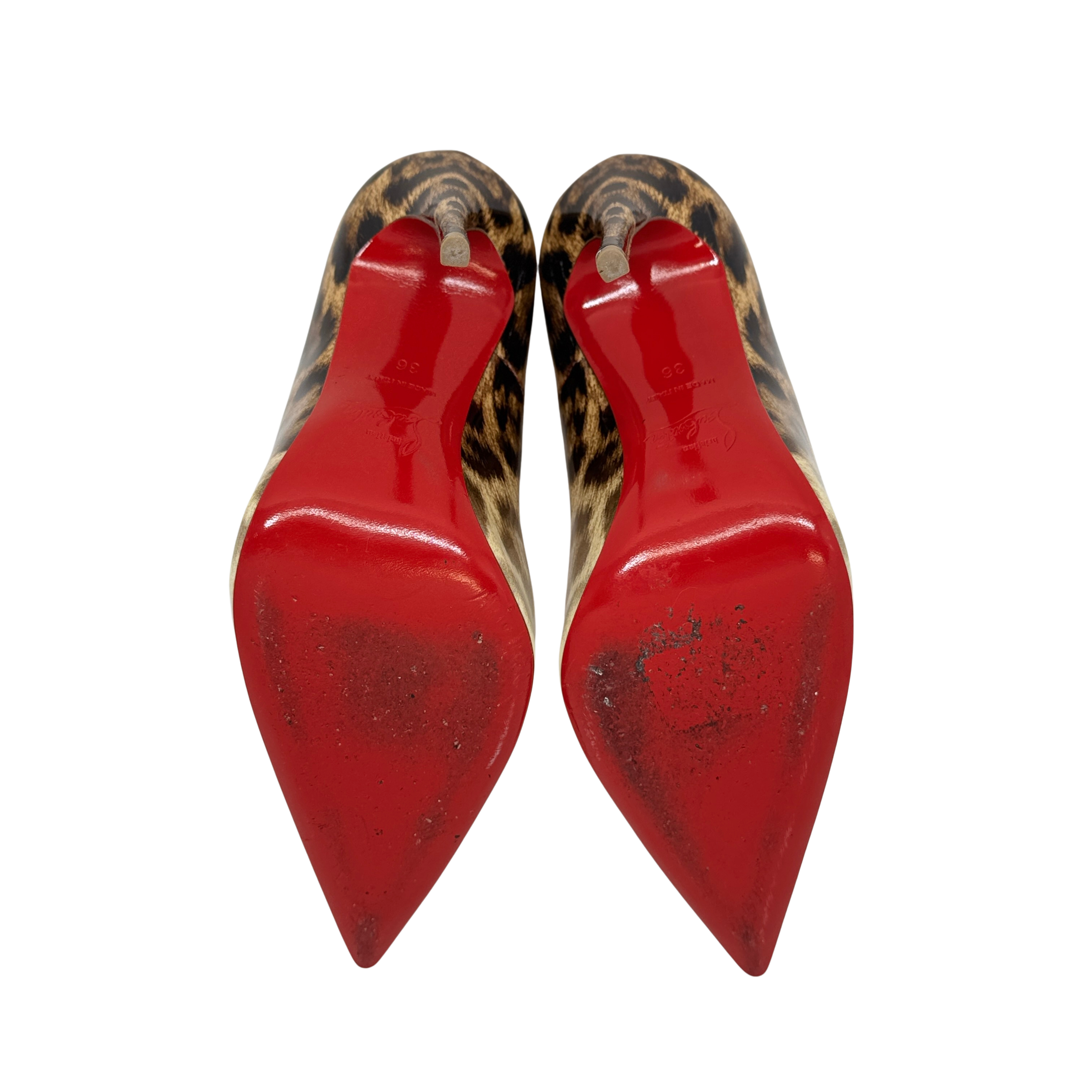 Christian Louboutin White Leopard Print So Kate Pumps 36