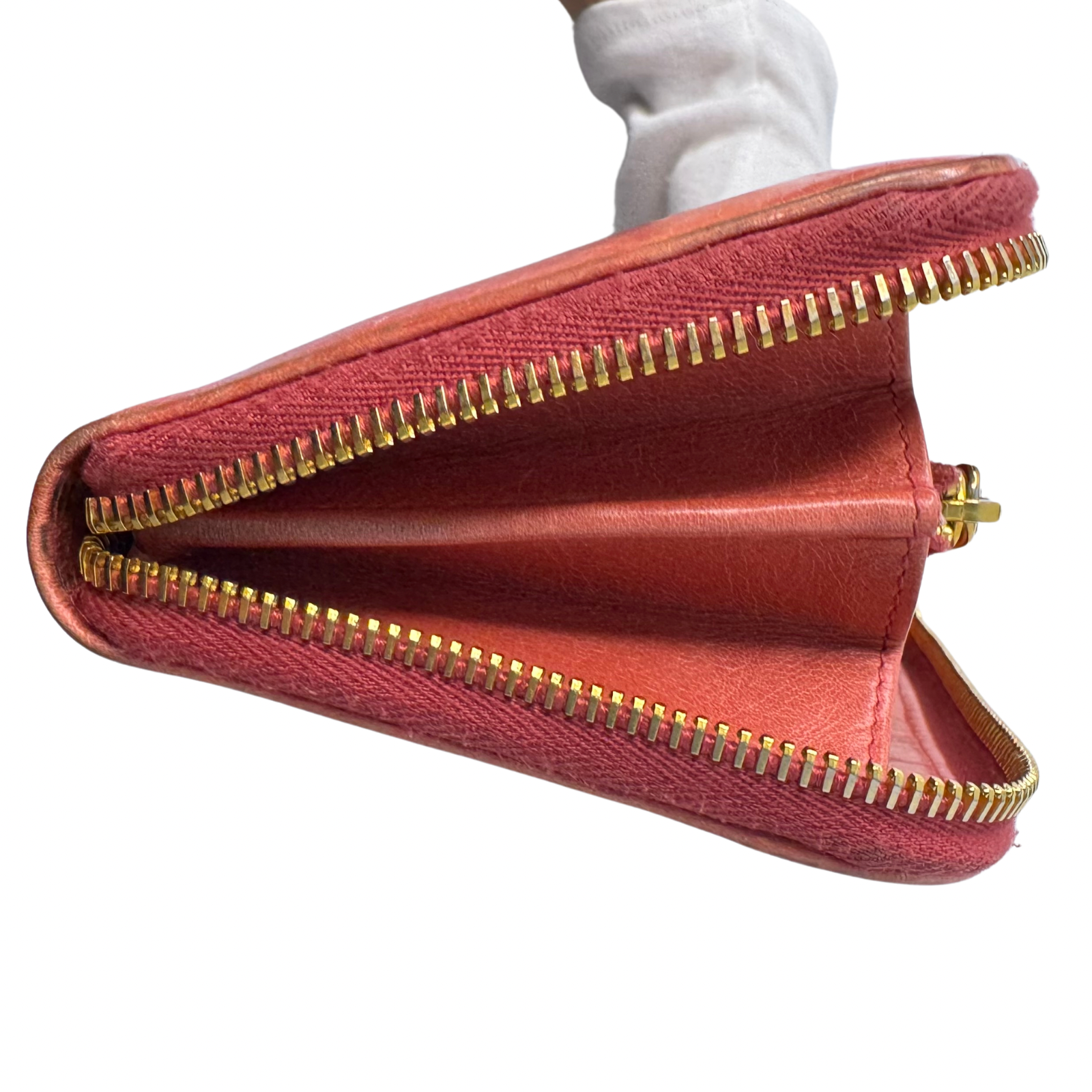 Prada Pink Leather Long Wallet with Zip Coin Compartment