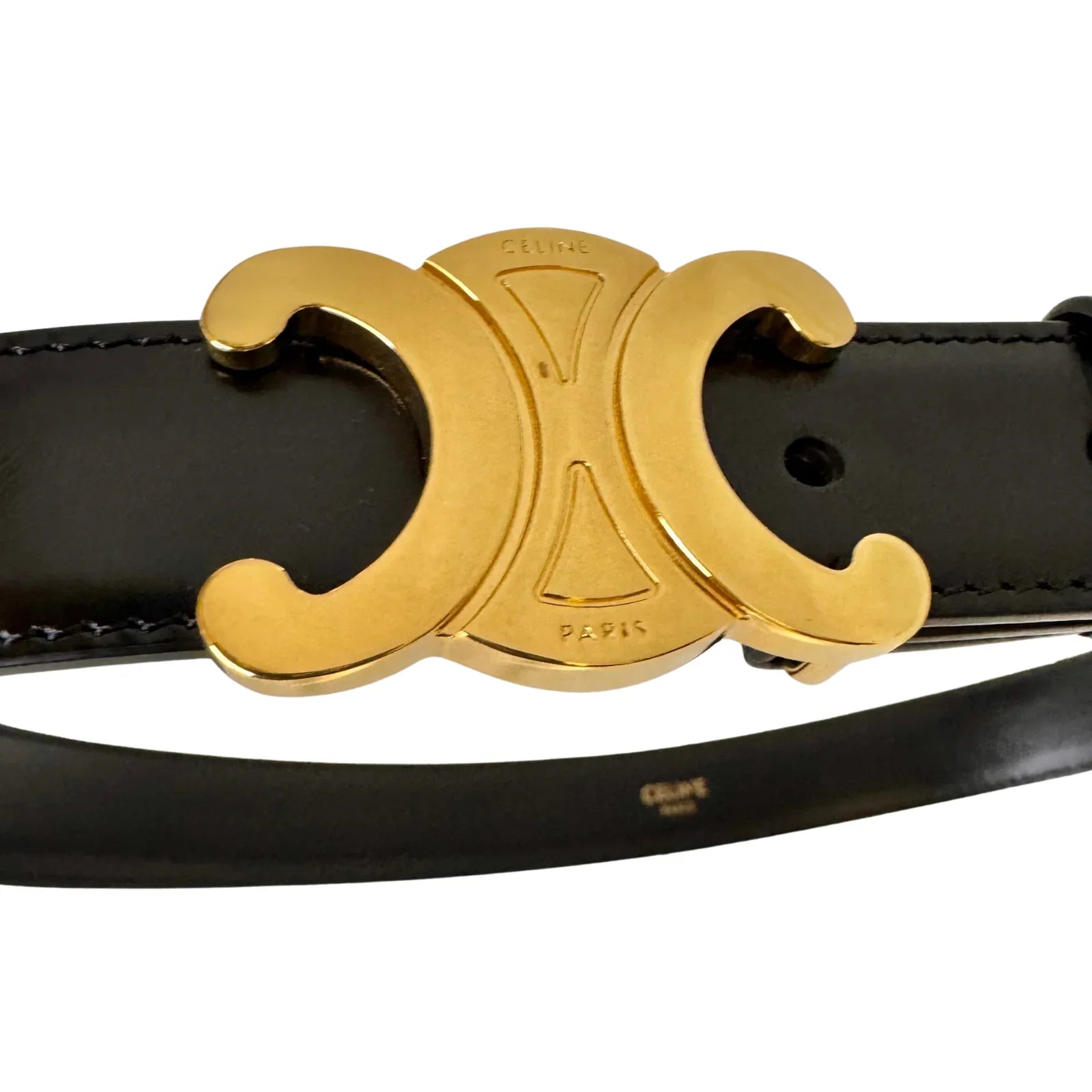 Celine Triomphe Leather Belt Black