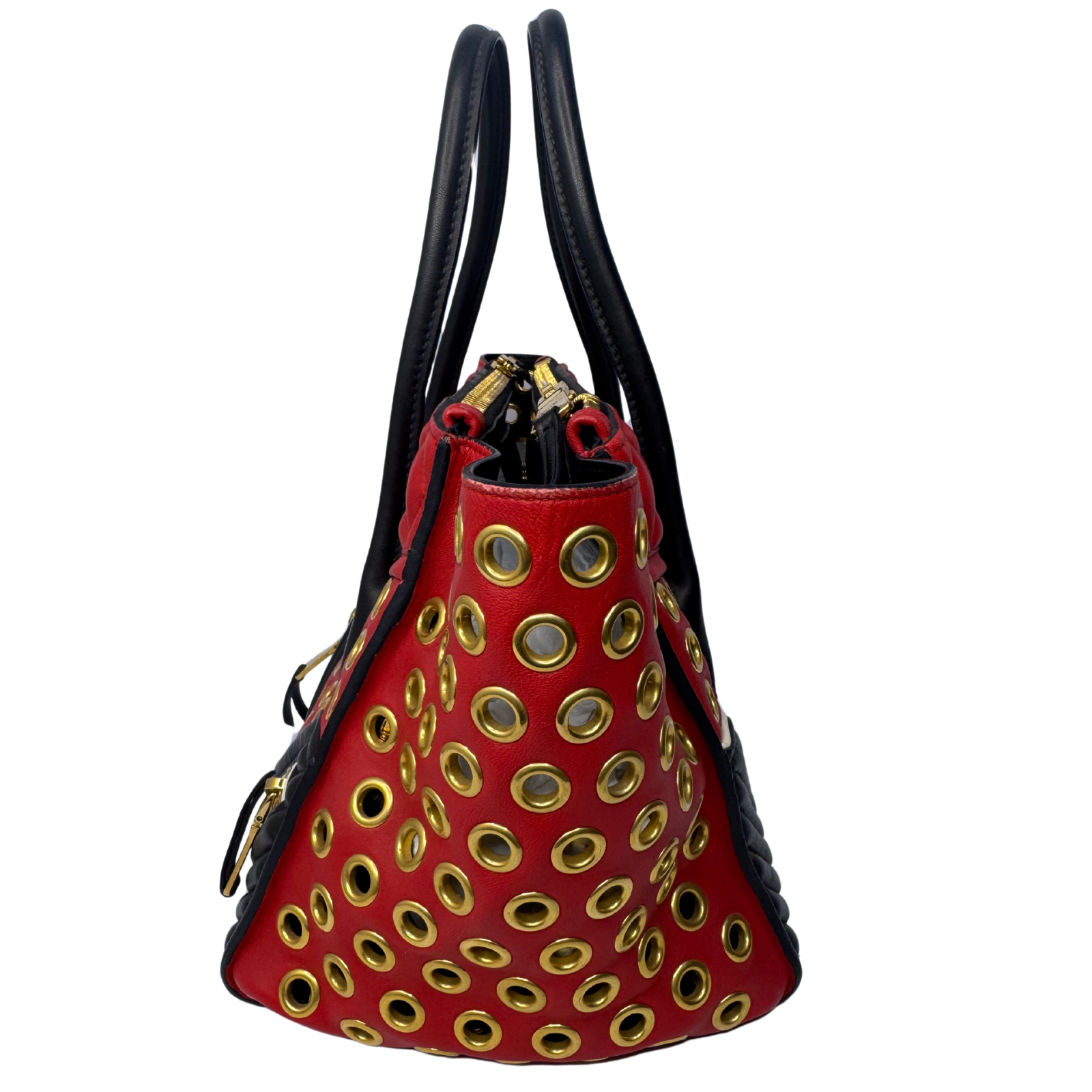 Miu Miu Nappa Biker Bicolor Quilted Leather Bag – Red & Black