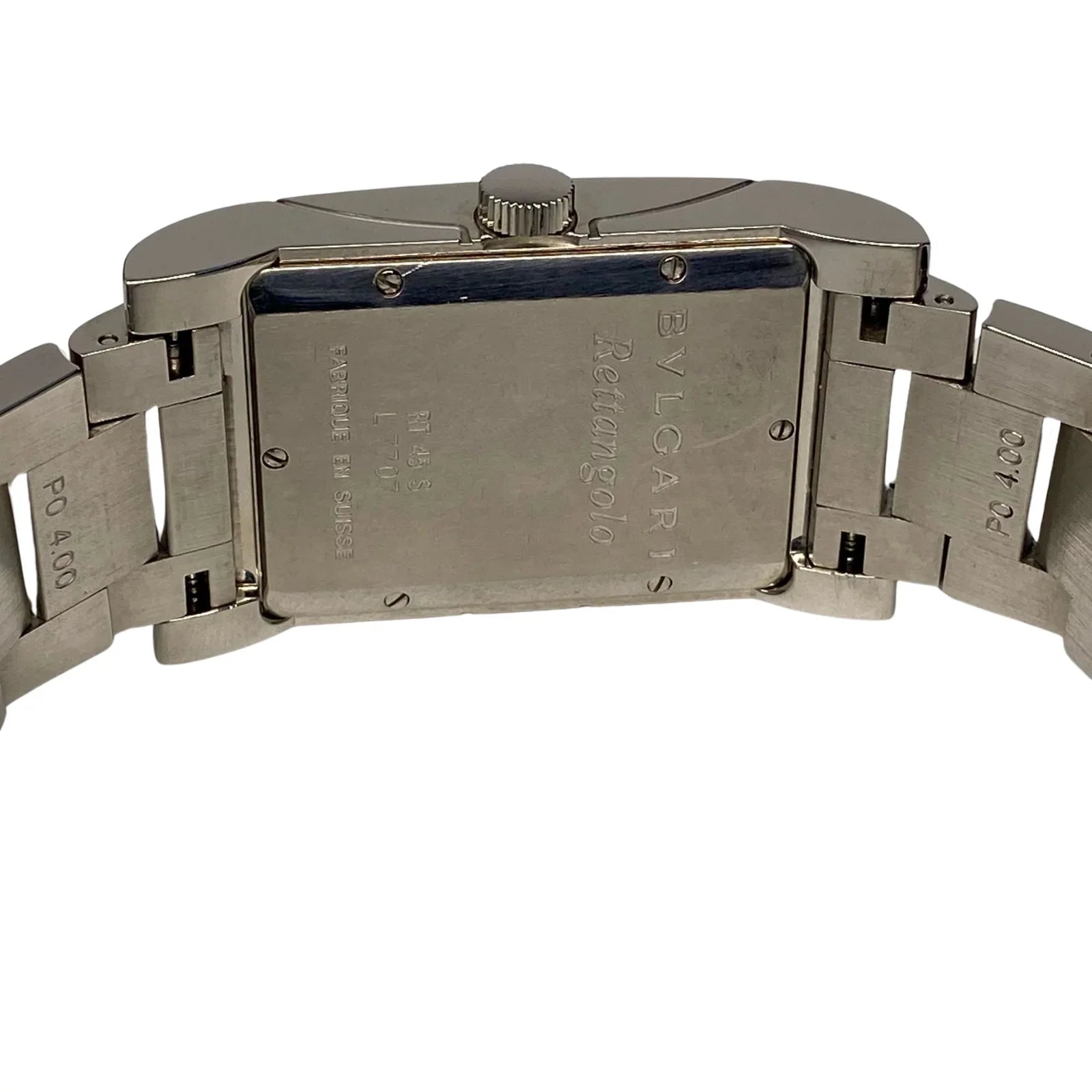 BVLGARI Rettangolo RT45S Automatic Watch Mens– 45mm – White Dial –Stainless Steel