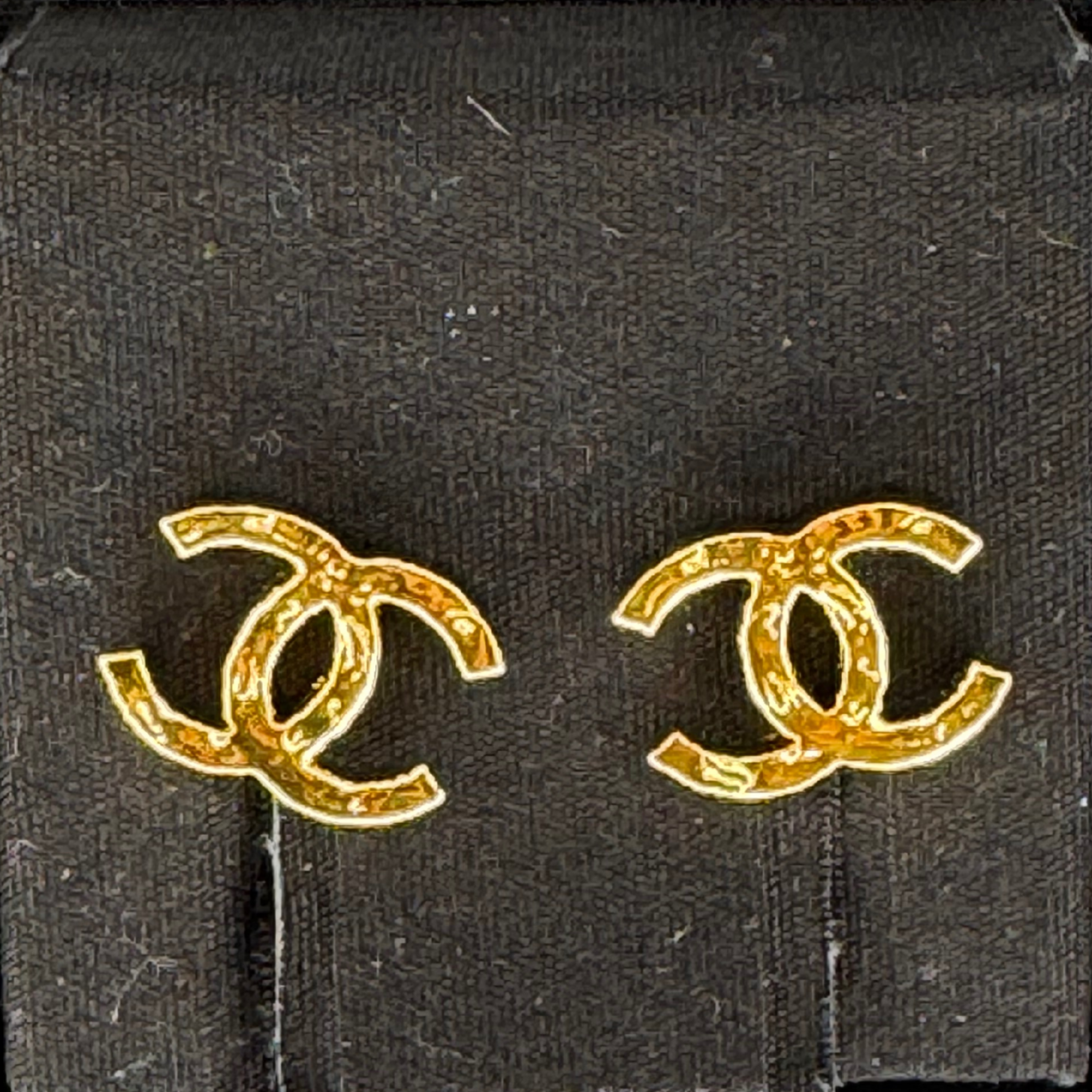 Chanel 18K Gold-Plated CC Logo Stud Earrings