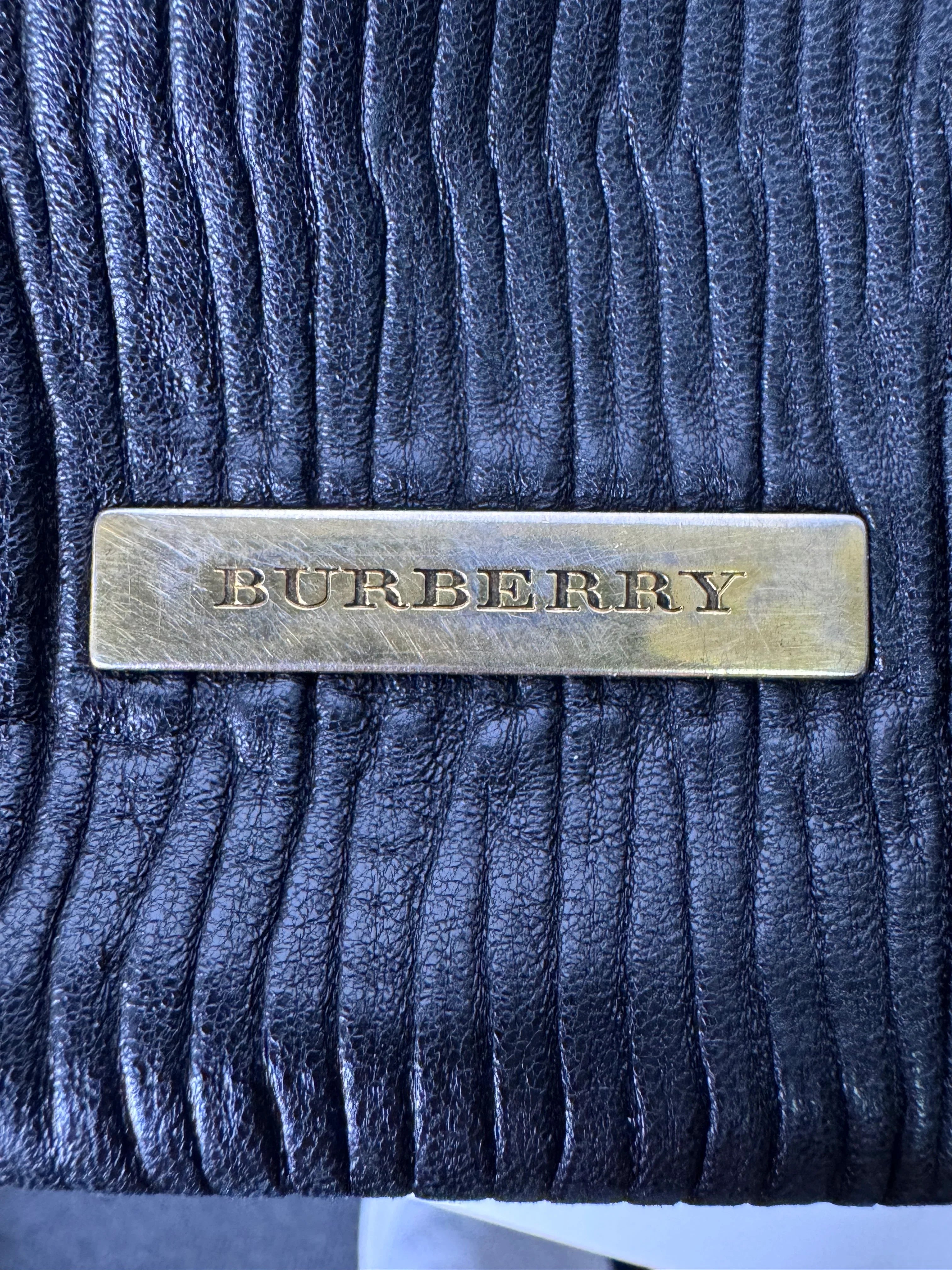 Burberry Black Studded Plissé Lambskin Leather Tote Bag
