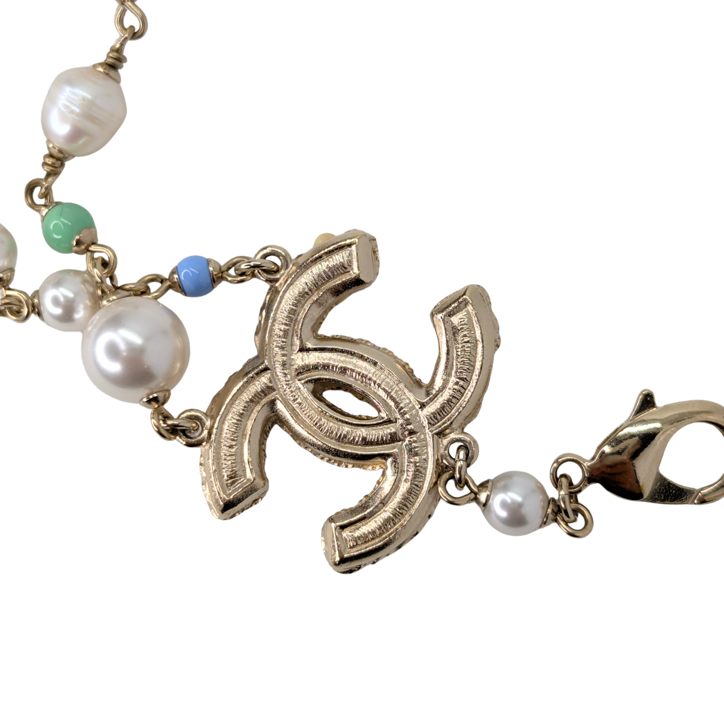 Chanel CC Charm Pearl & Multicolour Bead Sautoir Necklace