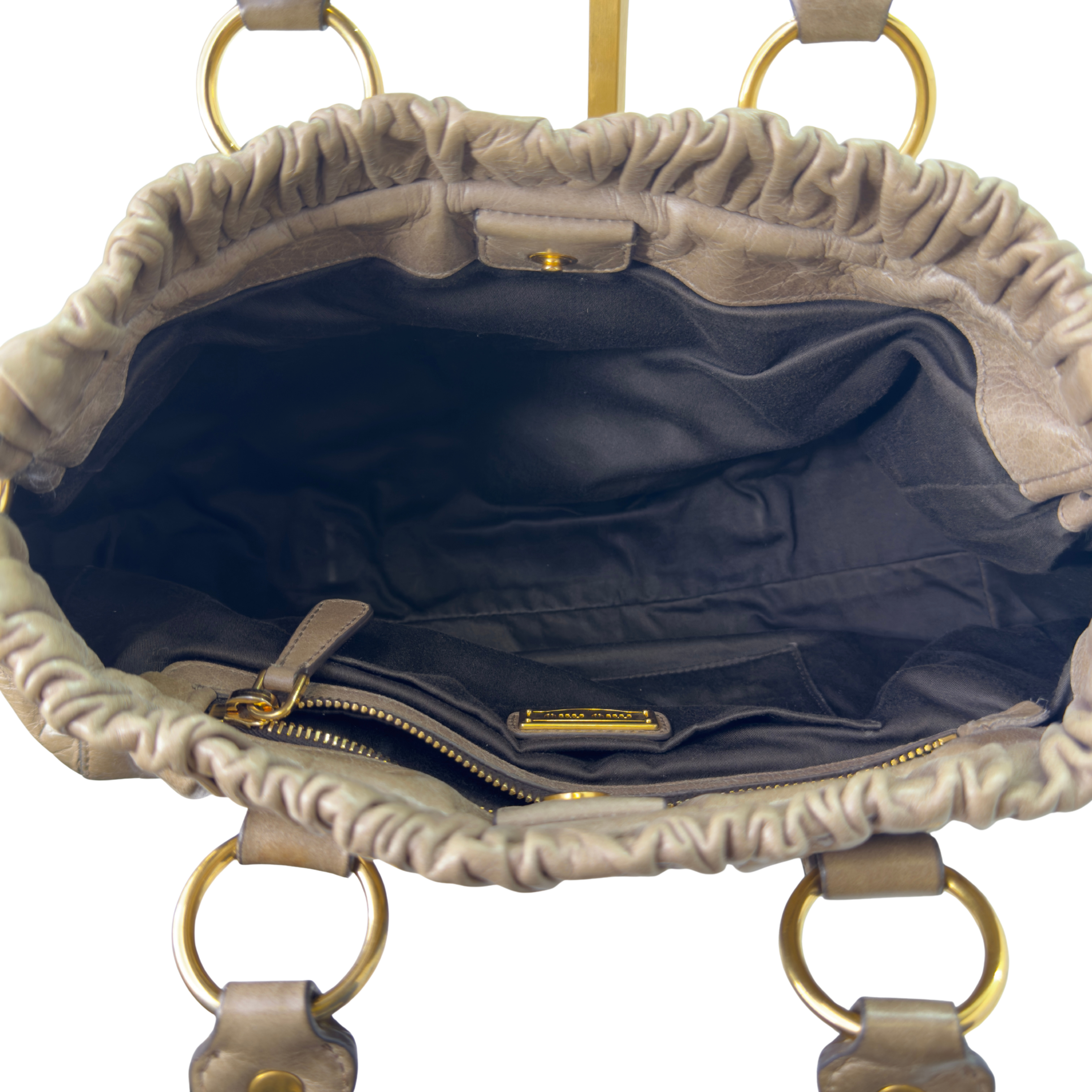 Miu Miu Vitello Tote Bag Medium Leather Beige