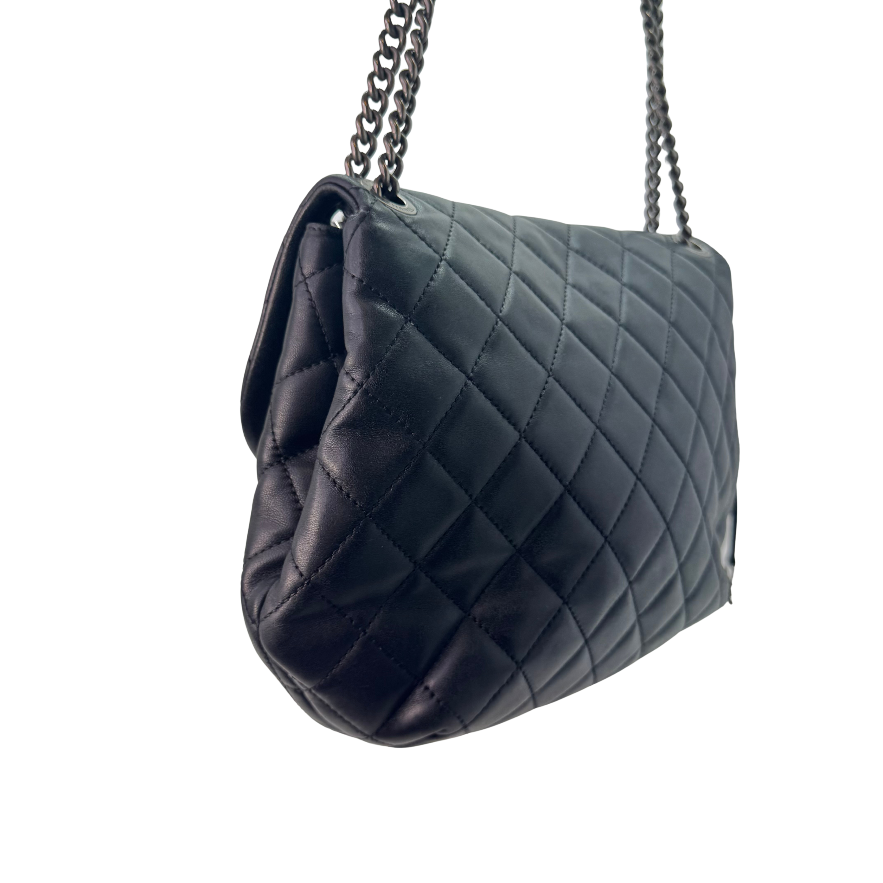 Chanel Lambskin Quilted Large Daily Supple Flap Black