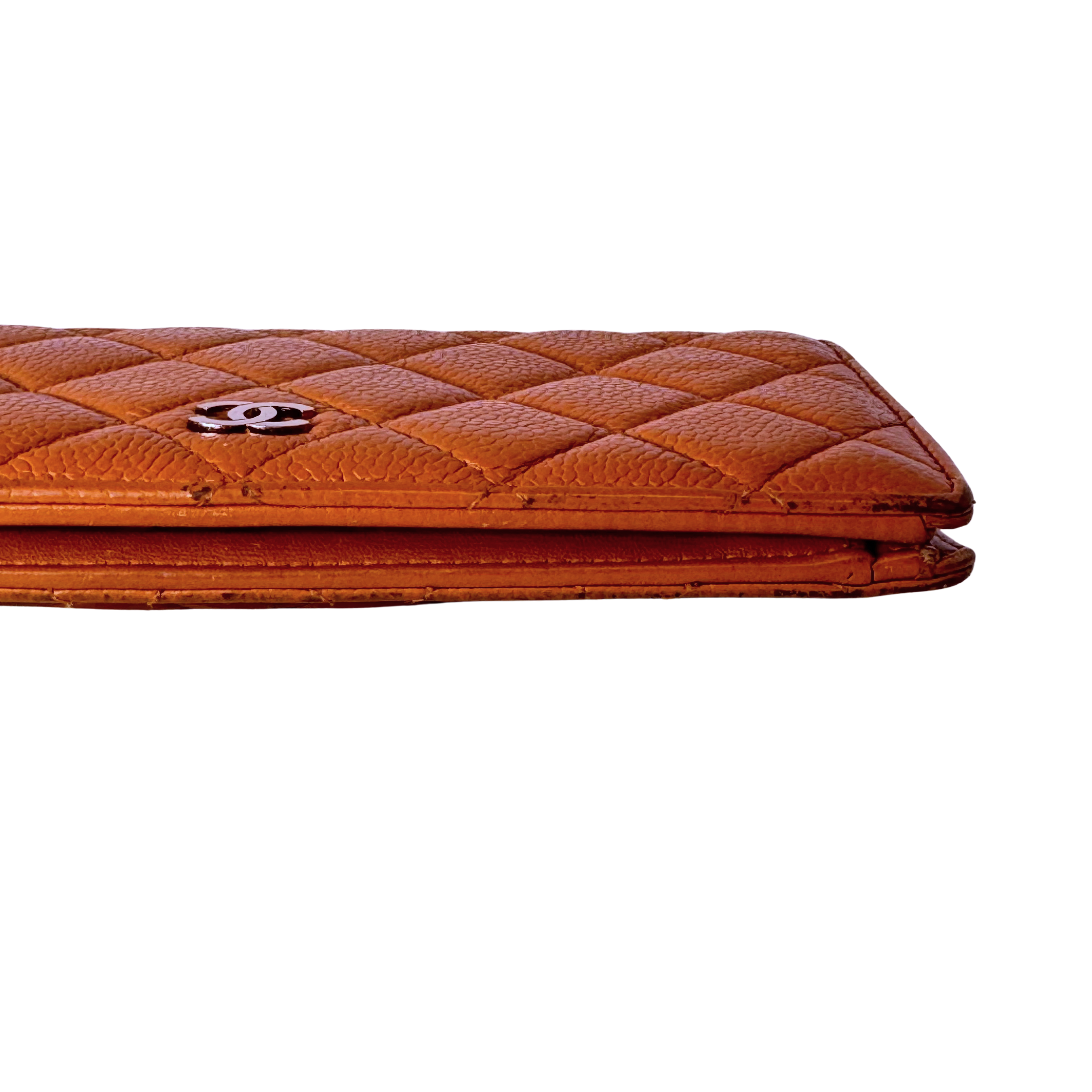 Chanel Grained Leather Wallet Brown