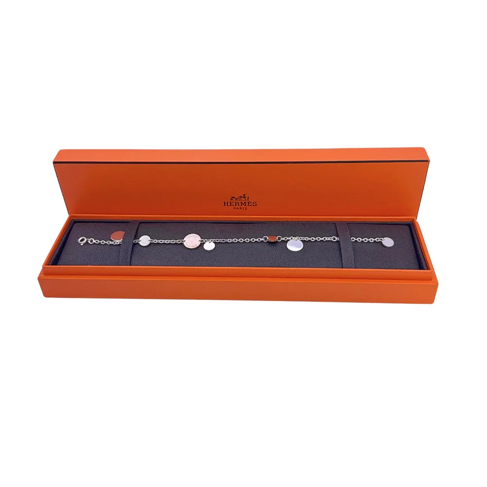 Hermes Confettis Ex-libris 18k Rose Gold & Silver Bracelet - Lost Designer