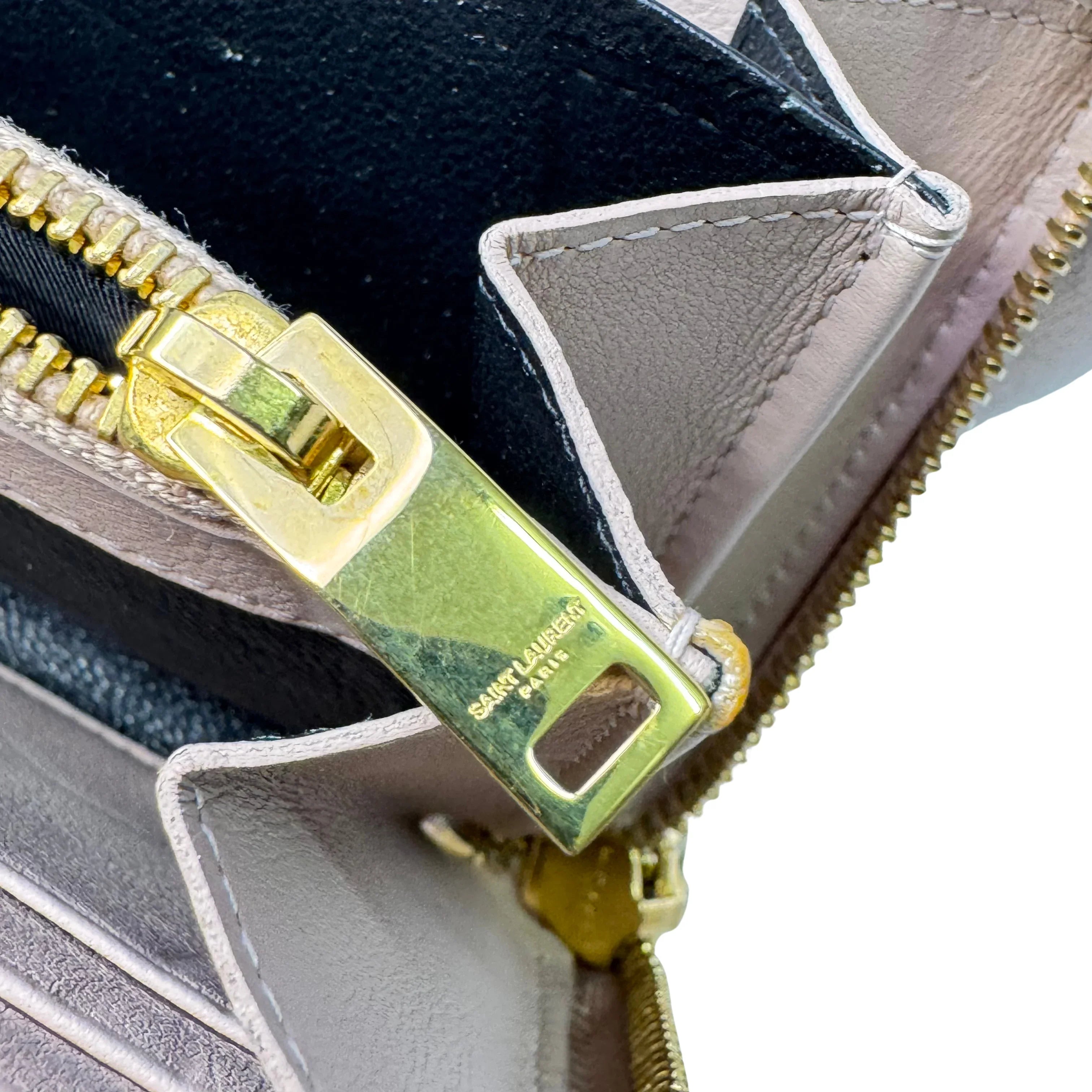 Yves Saint Laurent Smooth Calfskin Long Beige Wallet - Lost Designer