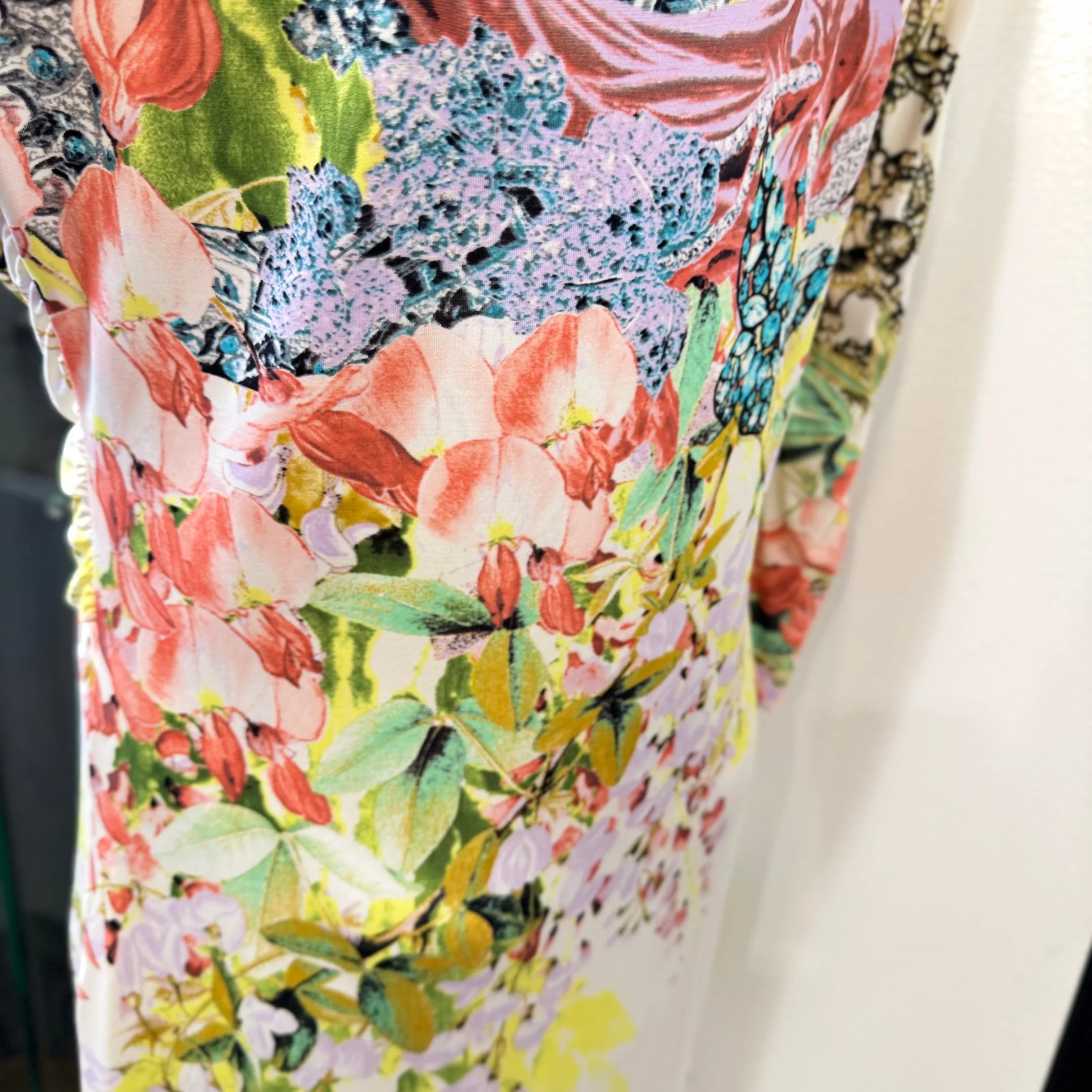 Roberto Cavalli Class Floral Dress 38 White Multicolour - Lost Designer