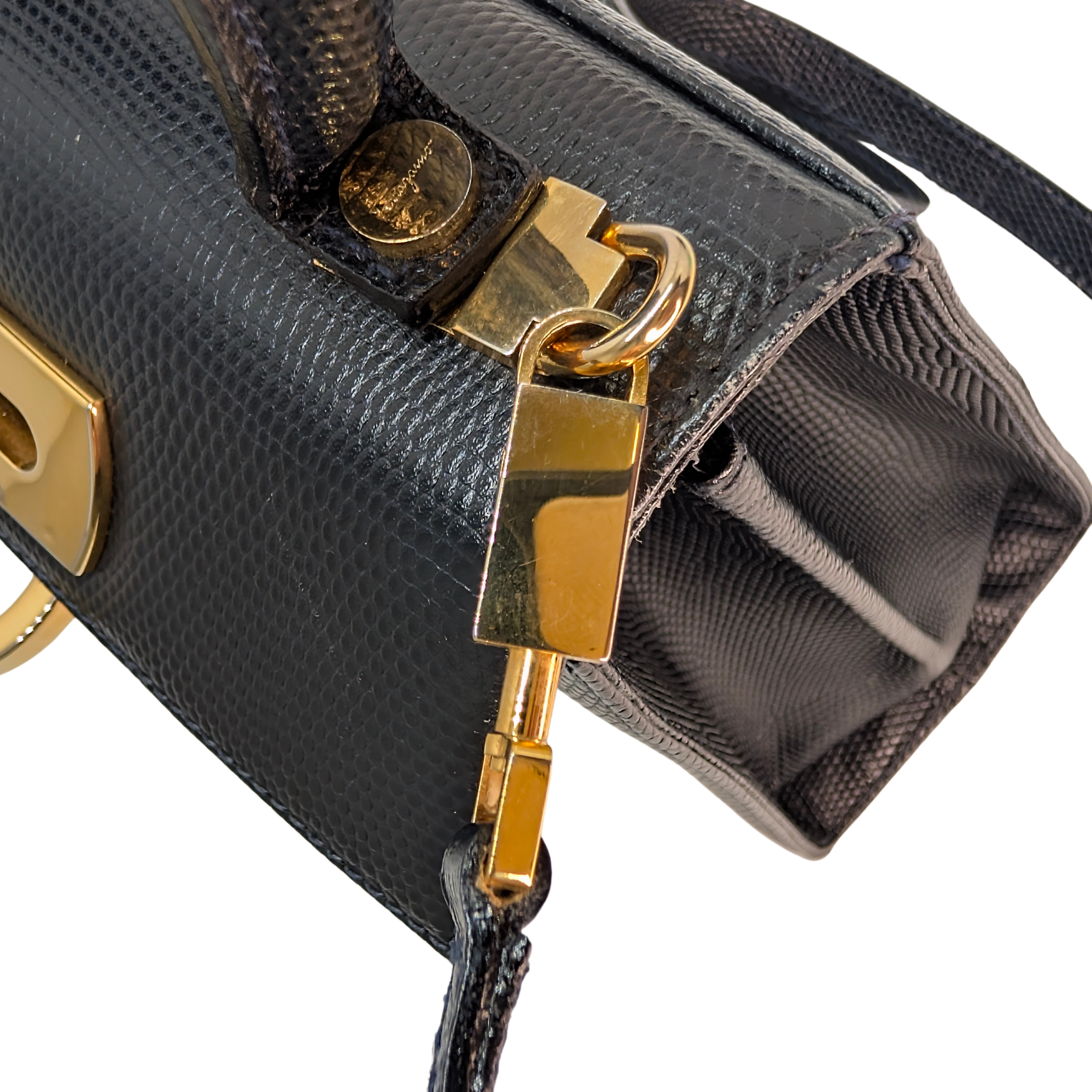 Salvatore Ferragamo Lizard Gancini Iconic Top Handle Bag