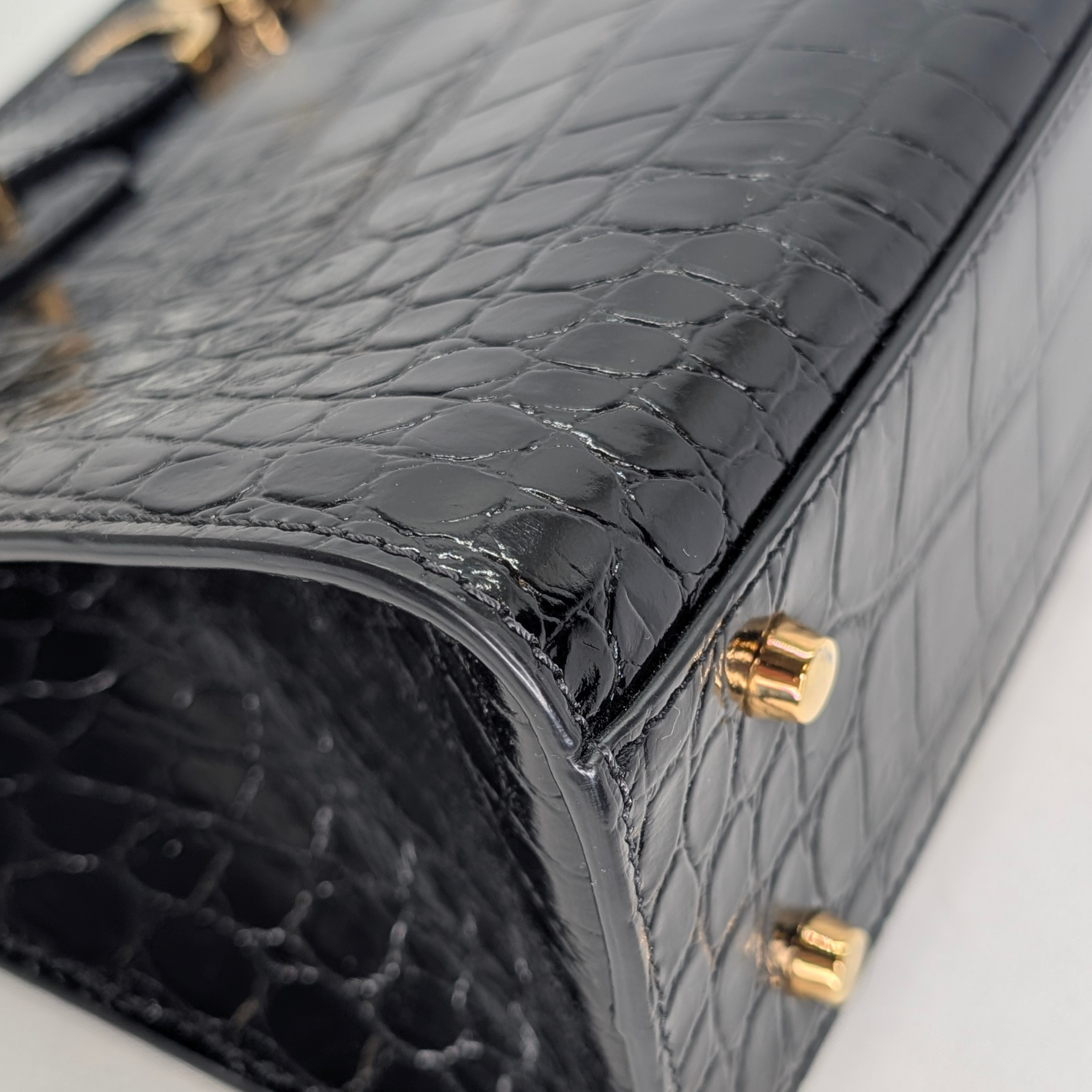 Versac Croc-Effect Medusa '95 Tote Bag Black