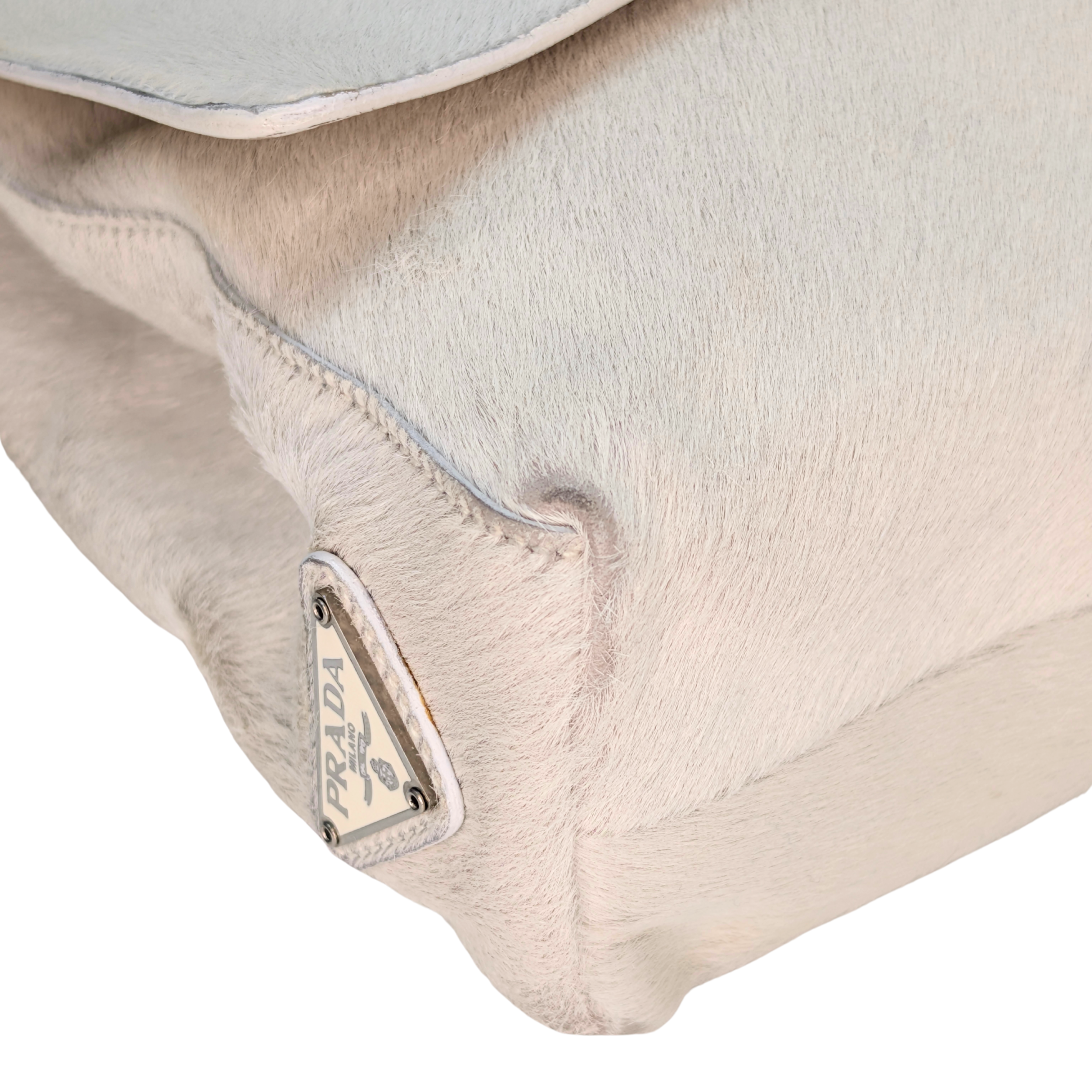 Prada Vintage Calfhair Shoulder Bag White