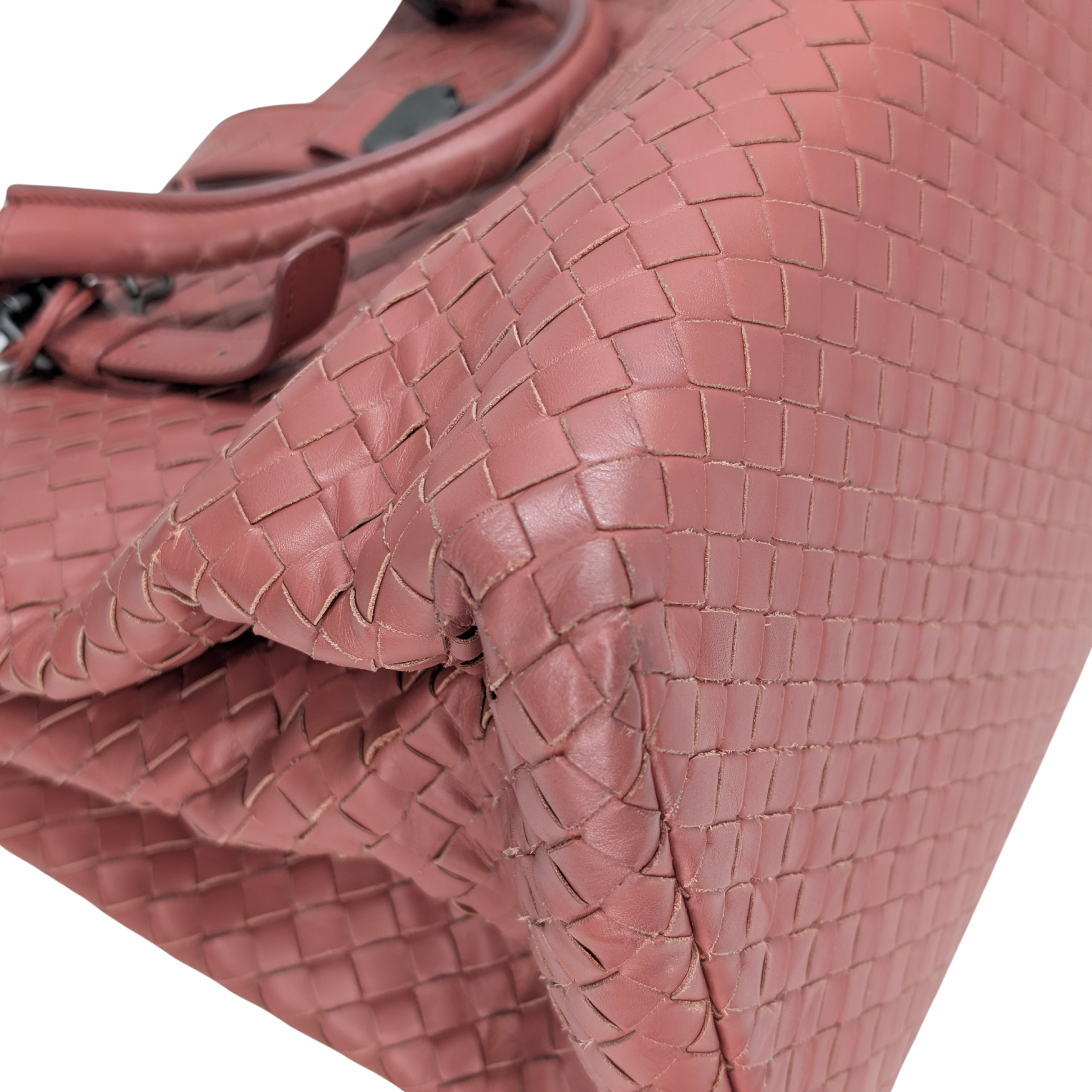 Bottega Veneta Intrecciato Roma Large Bag Pink