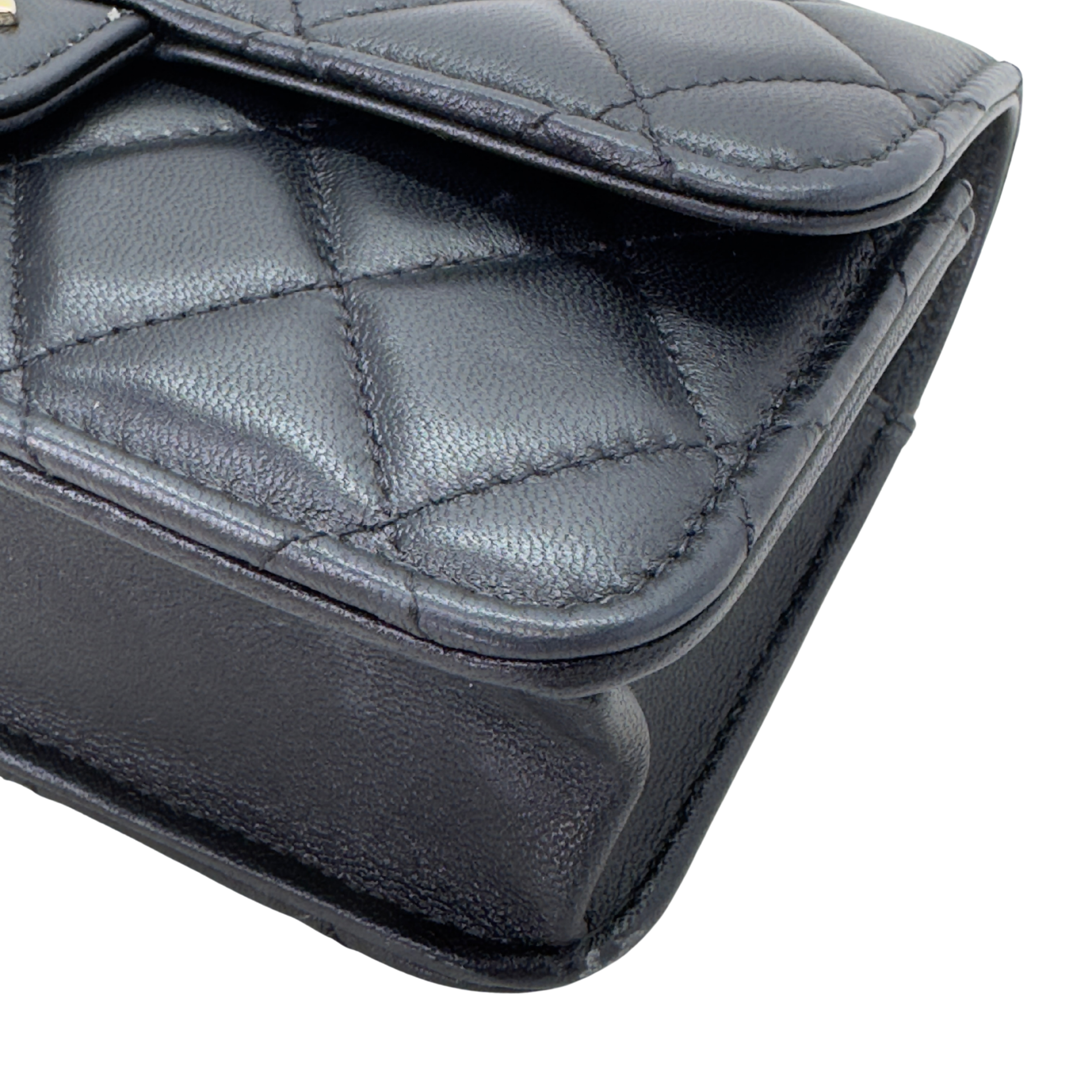 Chanel Top Handle Phone Holder on Chain Lambskin Black