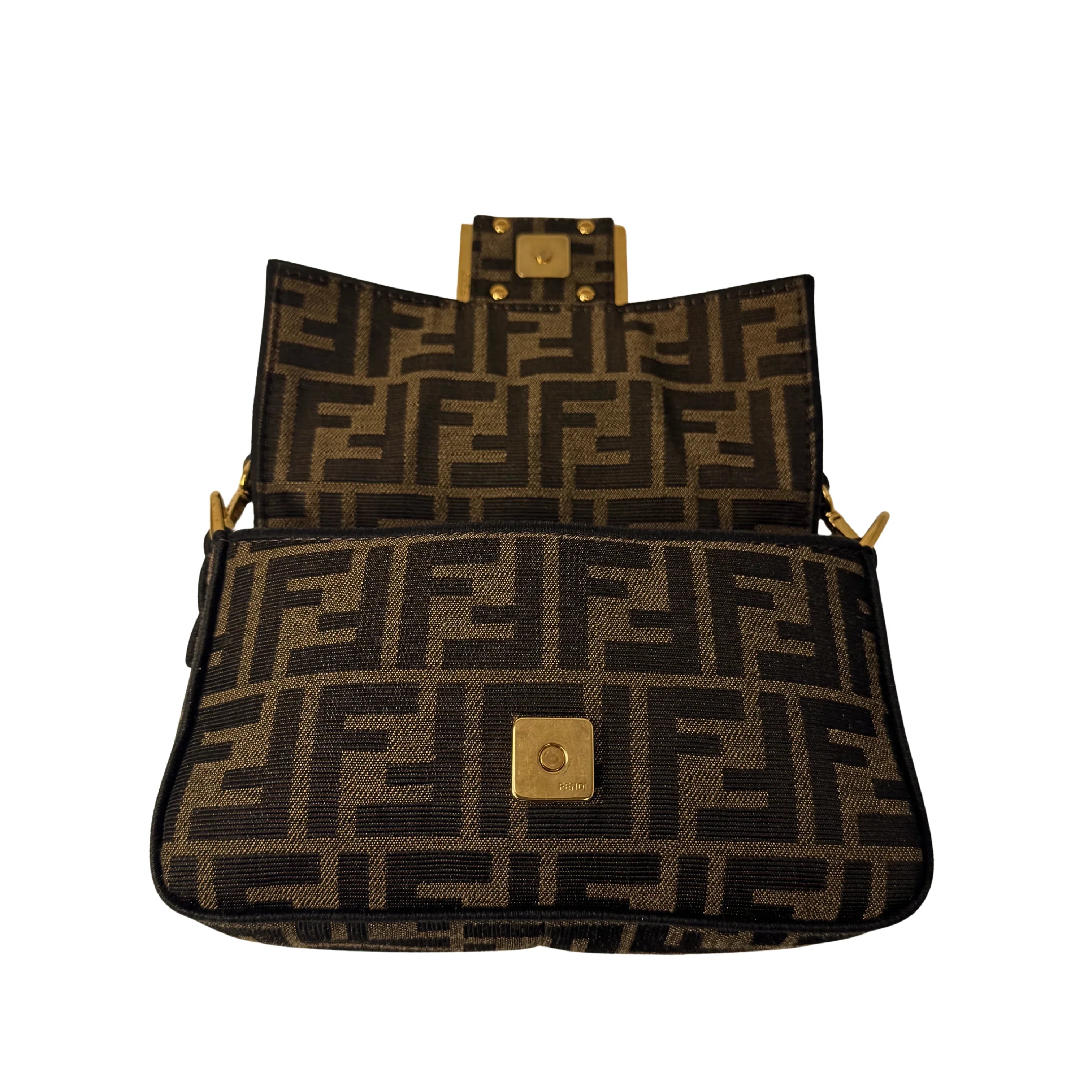 Fendi Jacquard FF Baguette Bag Canvas Brown - Lost Designer