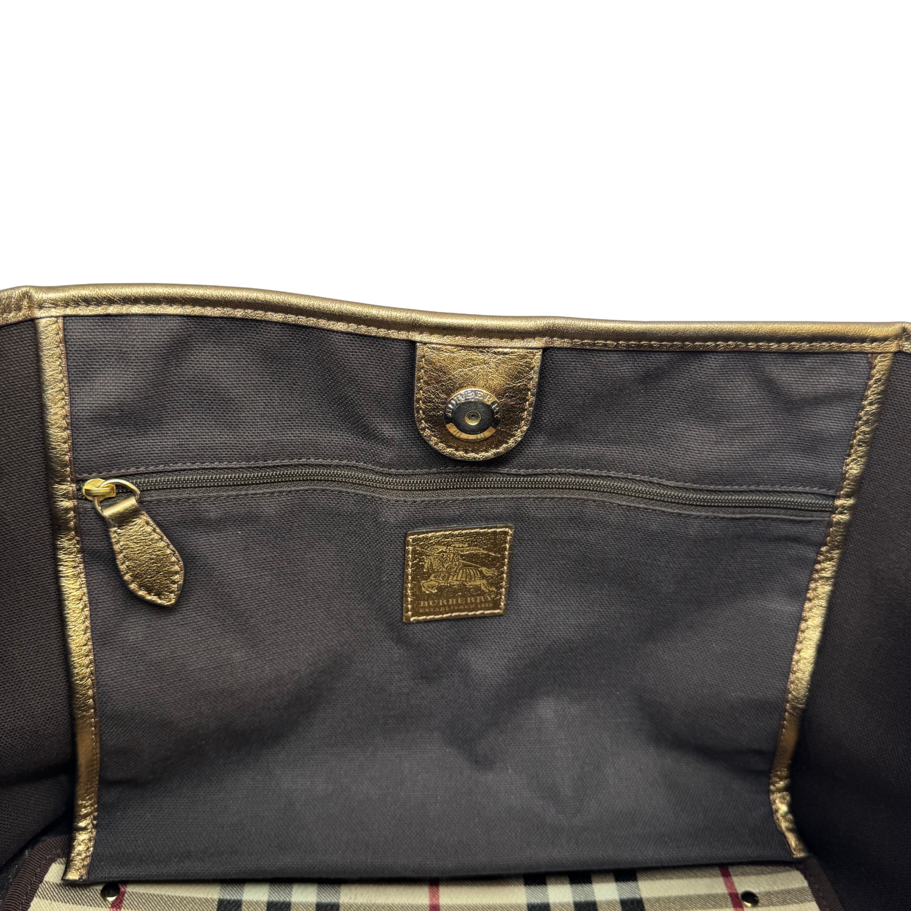 Burberry Medium Haymarket Tote Bag Beige