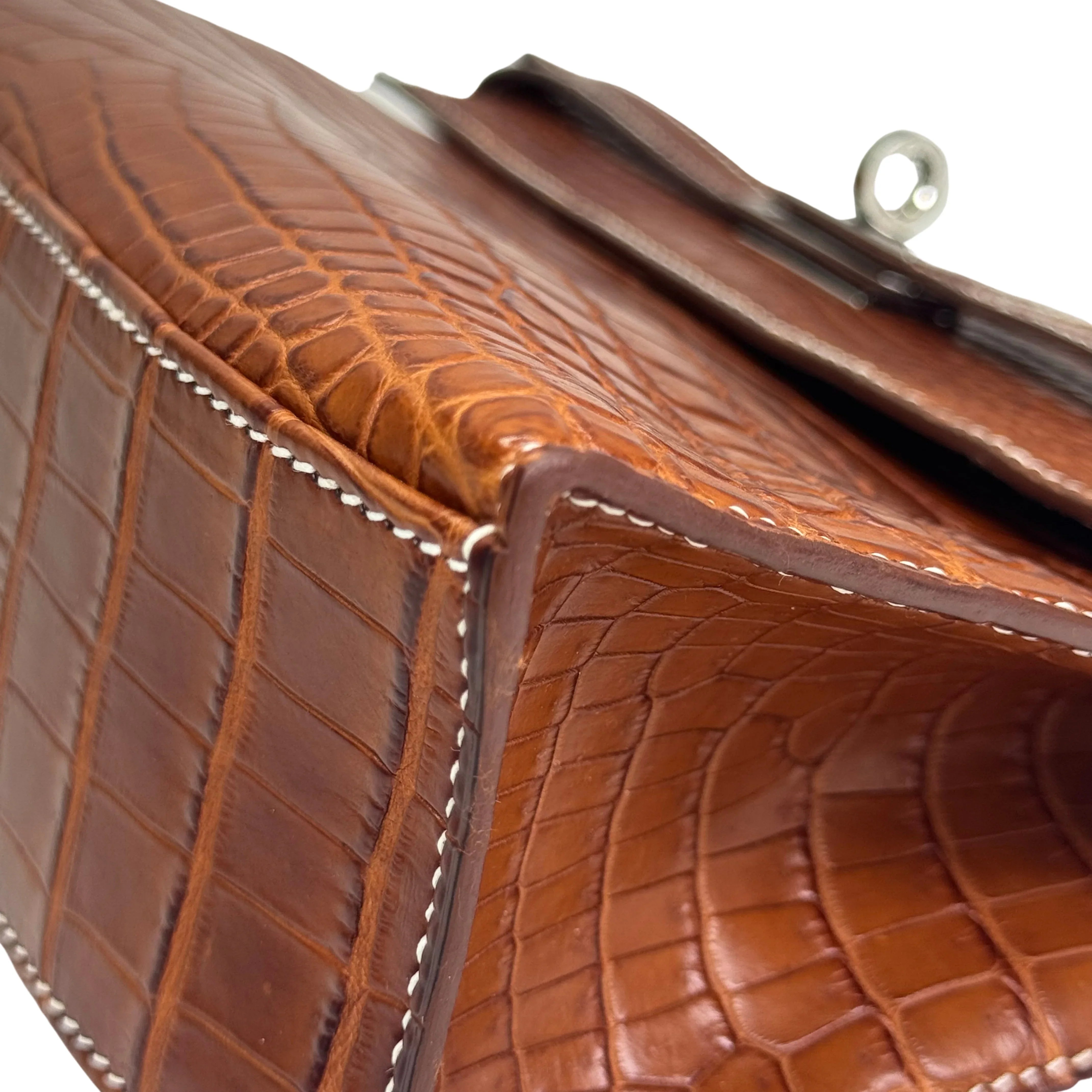 Hermes Kelly Pochette Fauve Niloticus Crocodile PHW □ J Stamp - Lost Designer