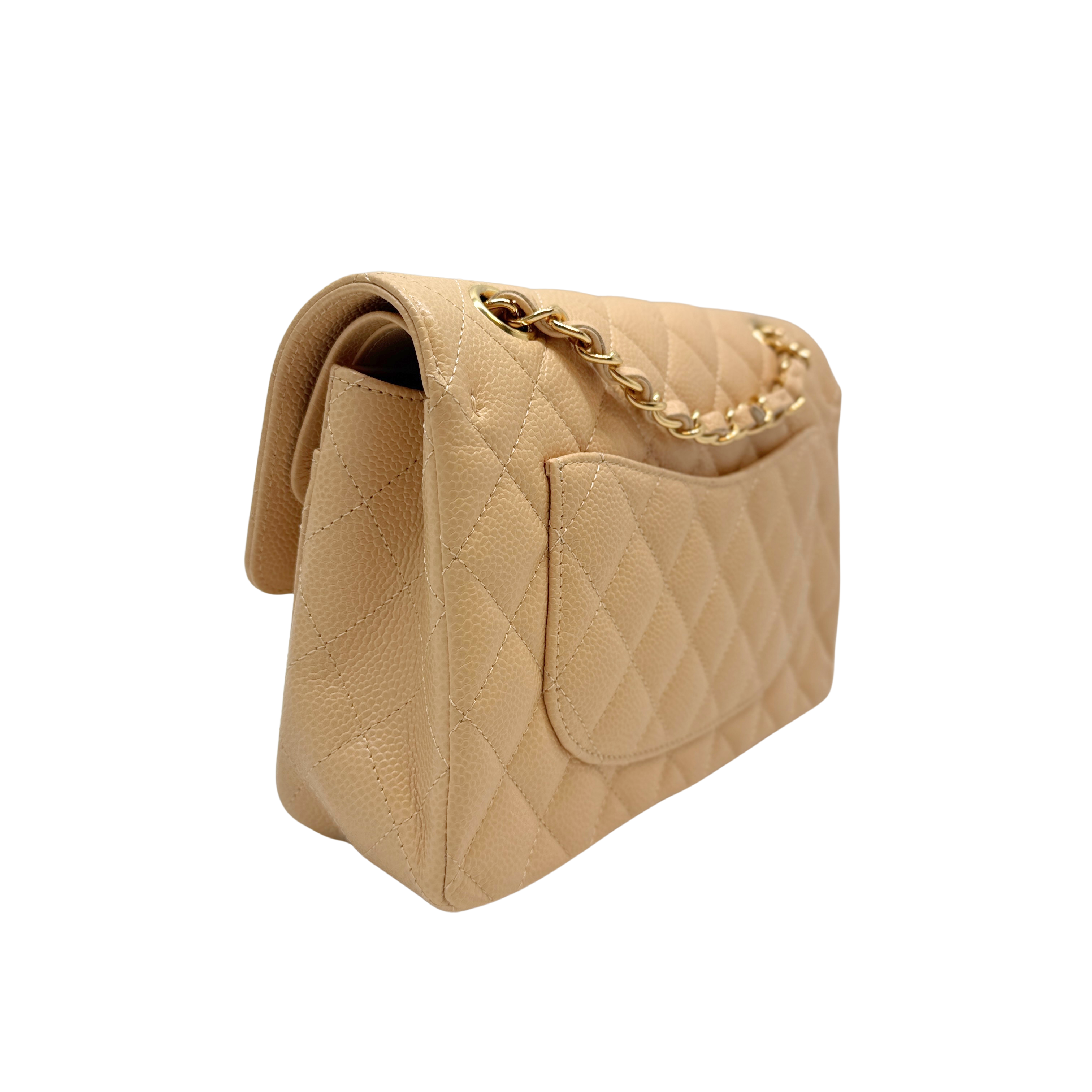Chanel Classic Flap Caviar 2022 Shoulder Bag Beige