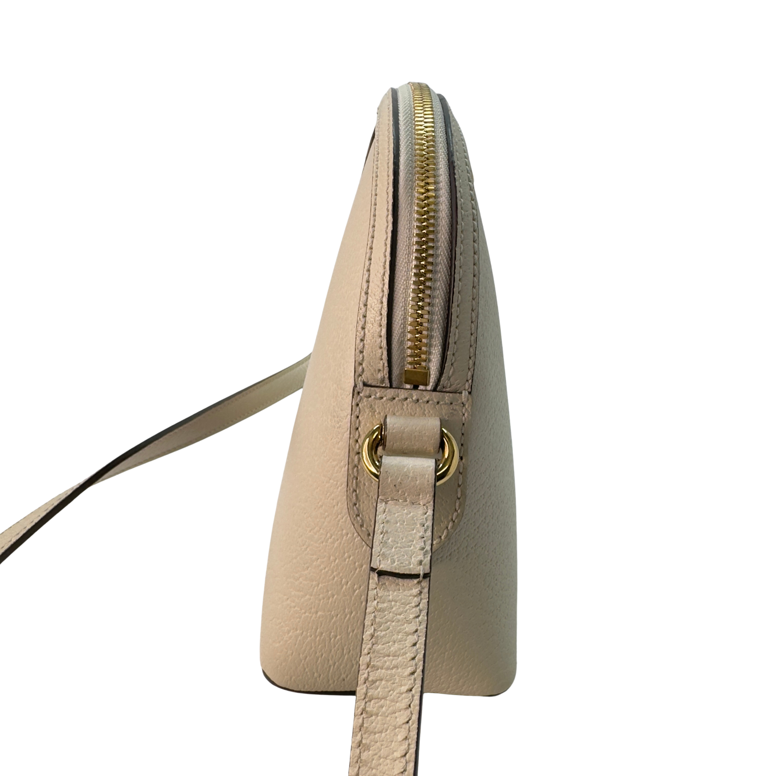 Gucci Textured Dollar Small Ophidia Dome Shoulder Bag Beige