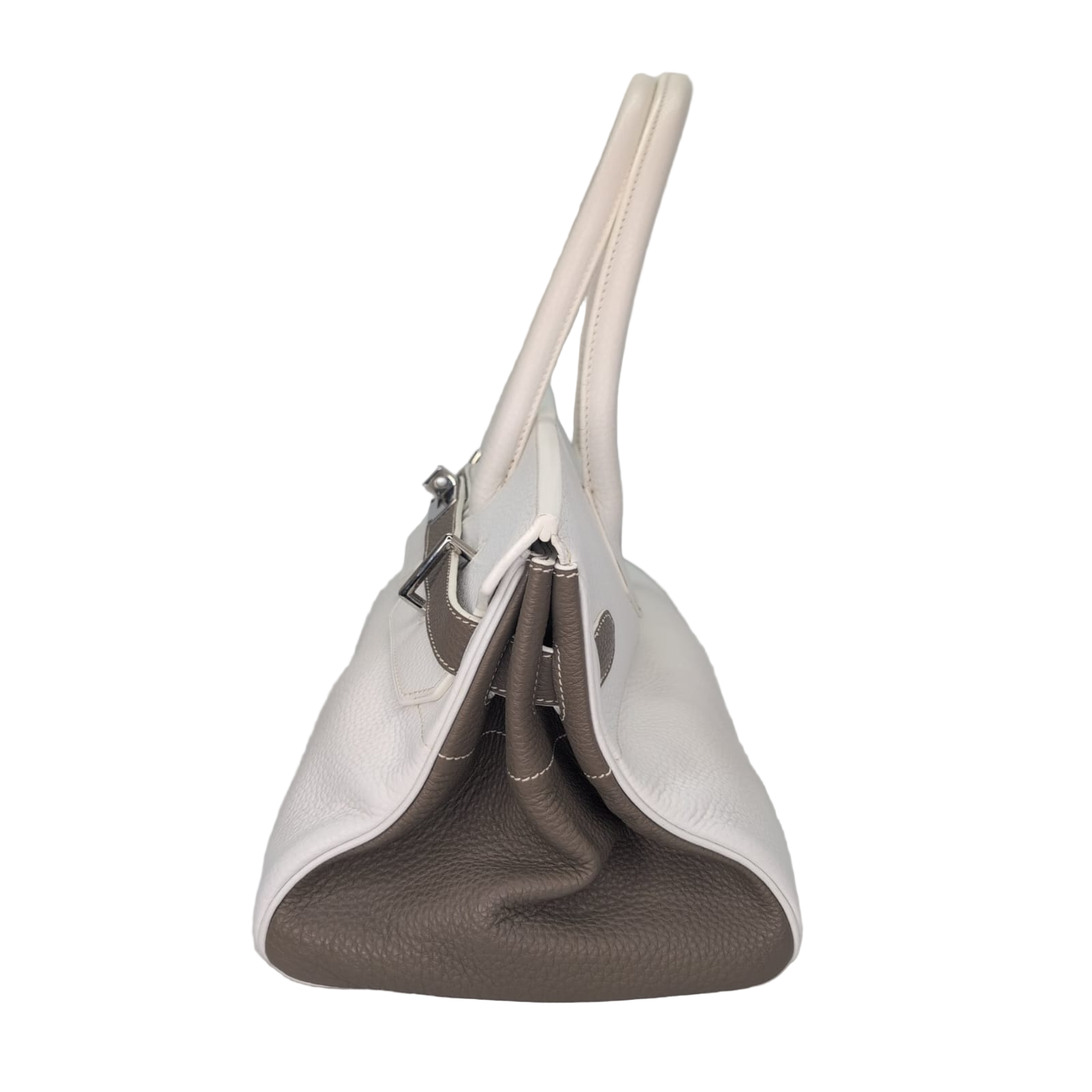 Hermès Birkin Shoulder 42 White Etoupe Clemence Palladium Hardware □J Stamp