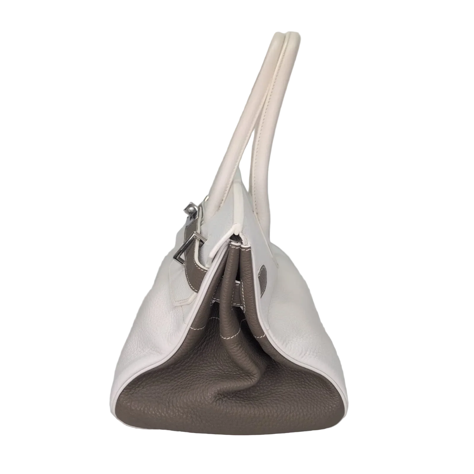 Hermès Birkin Shoulder 42 White Etoupe Clemence Palladium Hardware □J Stamp - Lost Designer