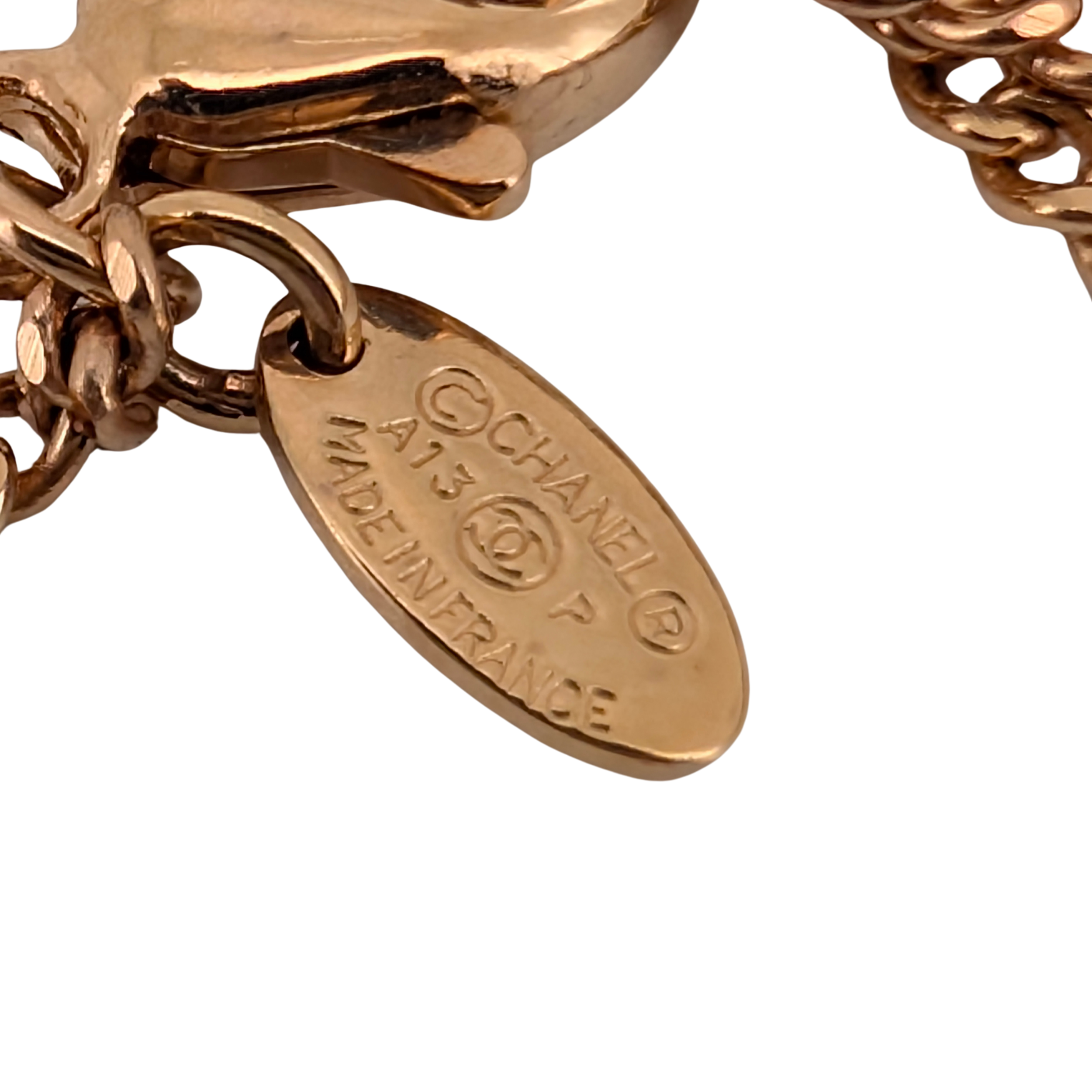 Chanel Pearl 18k Gold Plated Faux Pearl & Enamel CC Pendant Necklace