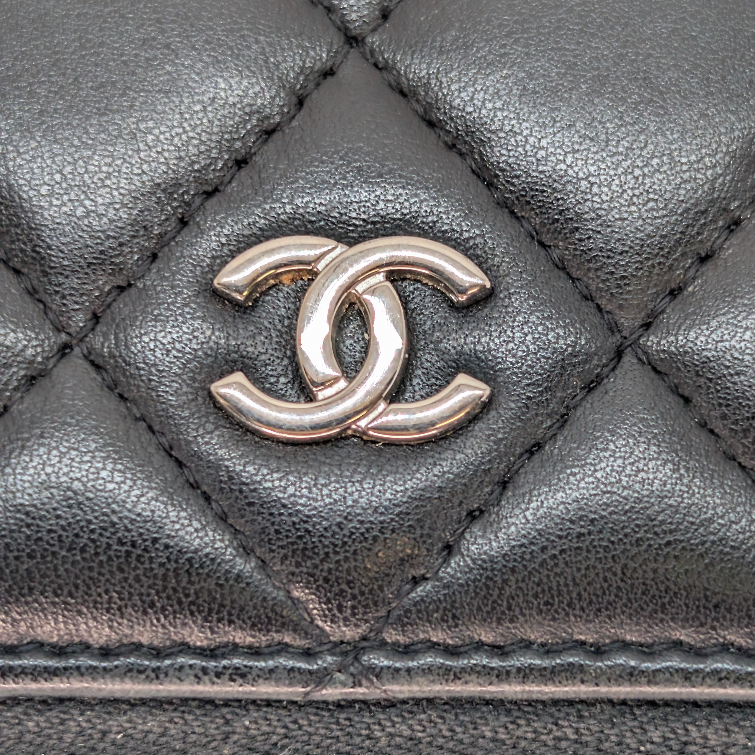 Chanel Lambskin Quilted Large Gusset Zip Around Wallet Black