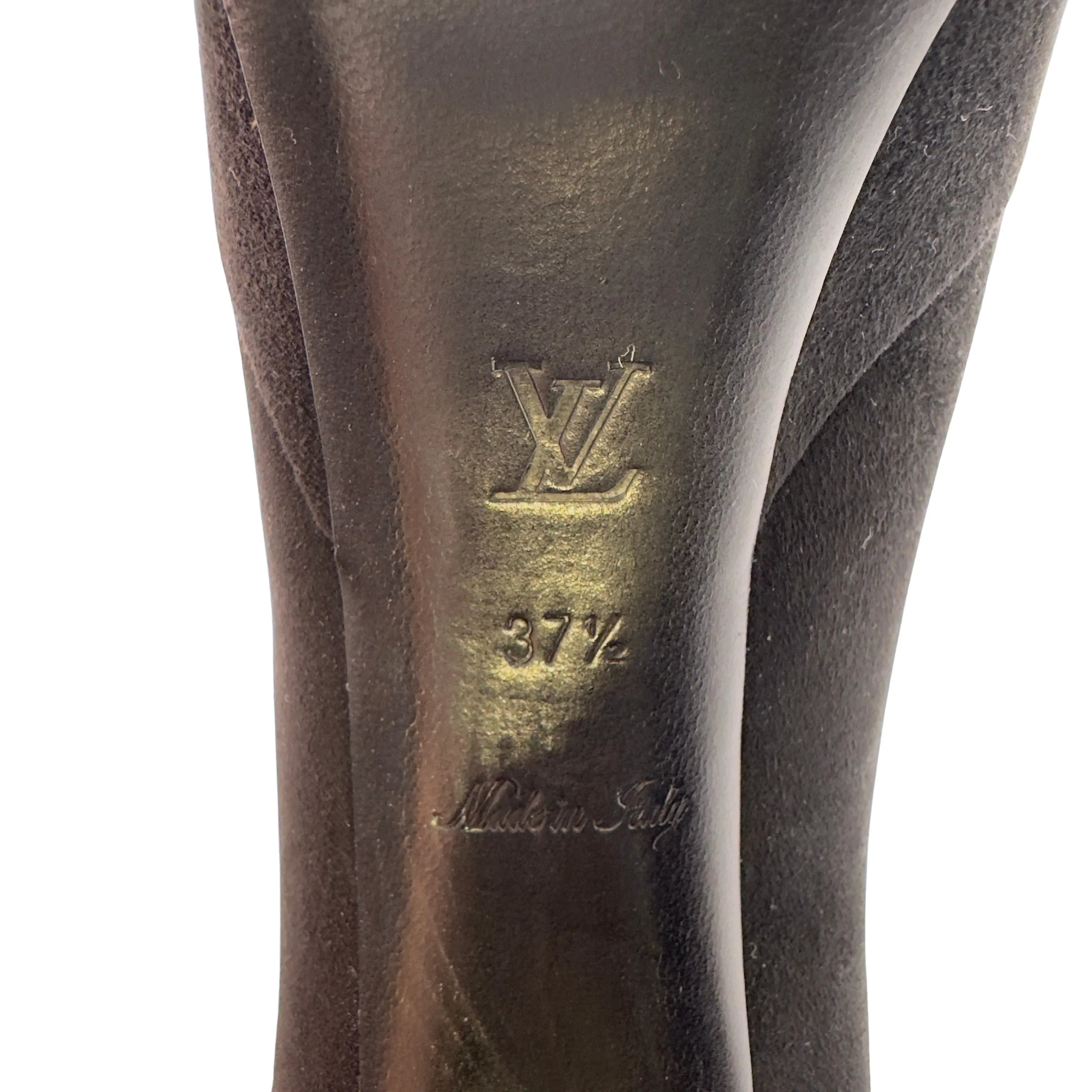 Louis Vuitton Suede Last Dance Pumps Heels Black 37.5 - Lost Designer