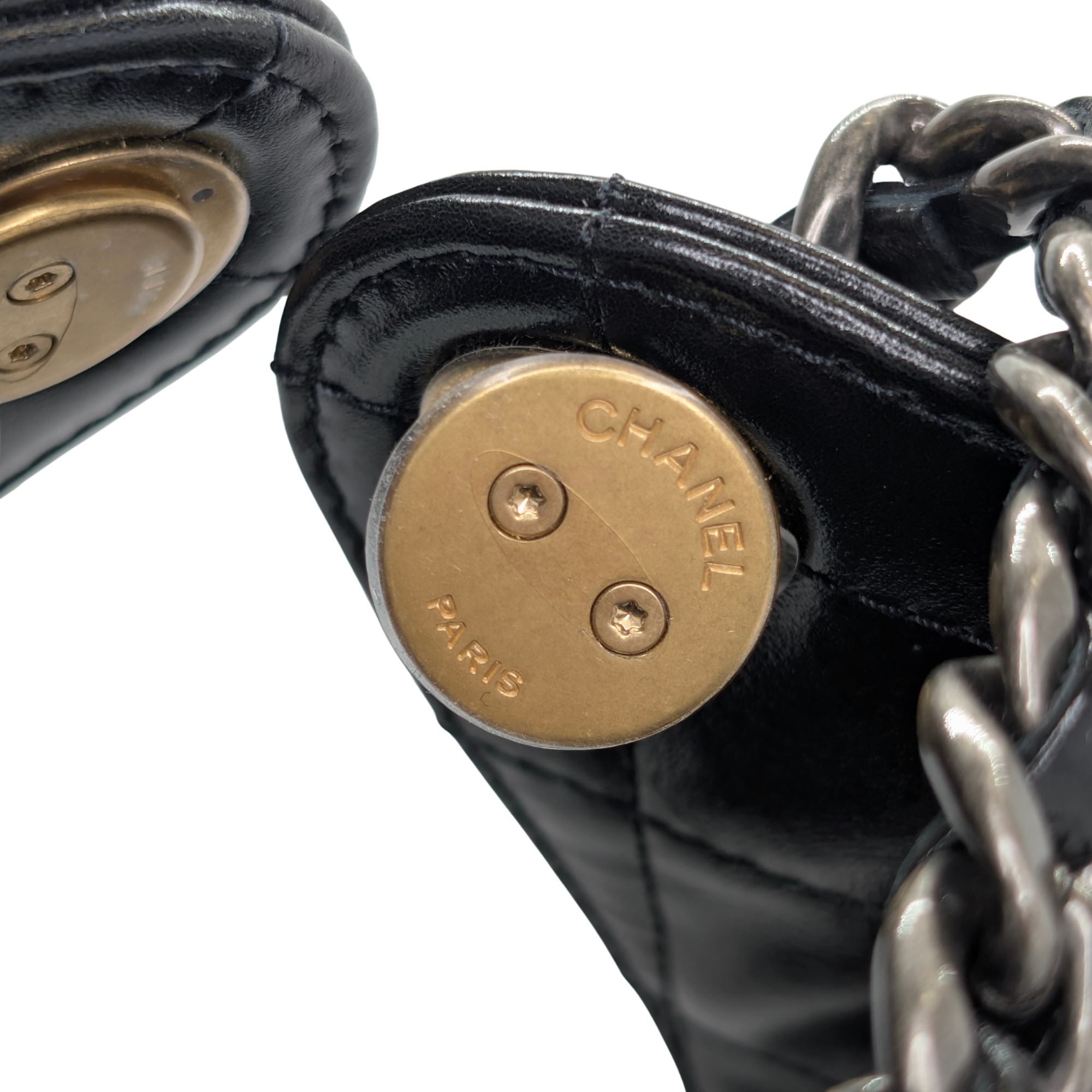 Chanel Small 25 Gold Tone Crumpled Calfskin Handbag Black