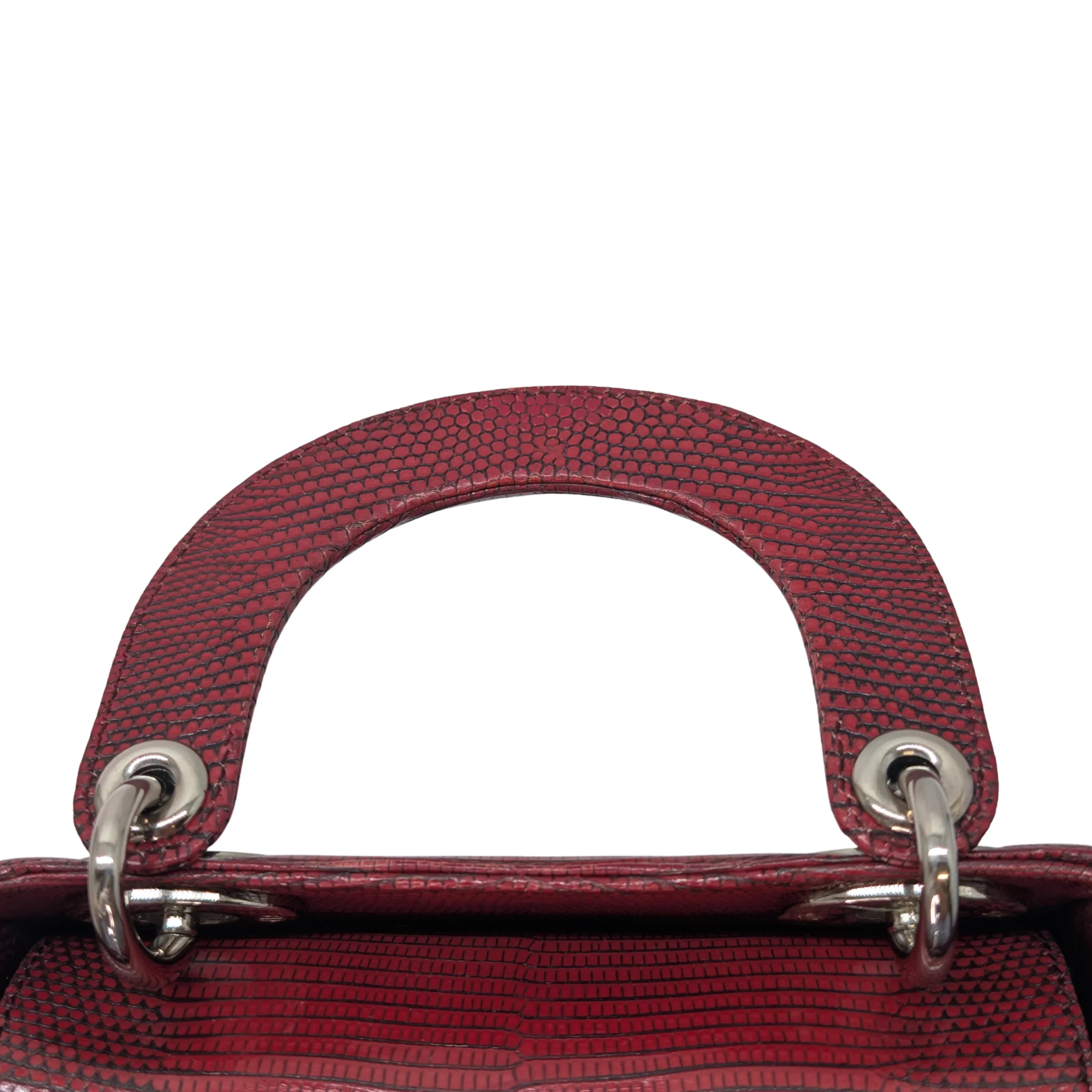 Christian Dior Mini Lady Dior Lizard Burgundy - Lost Designer