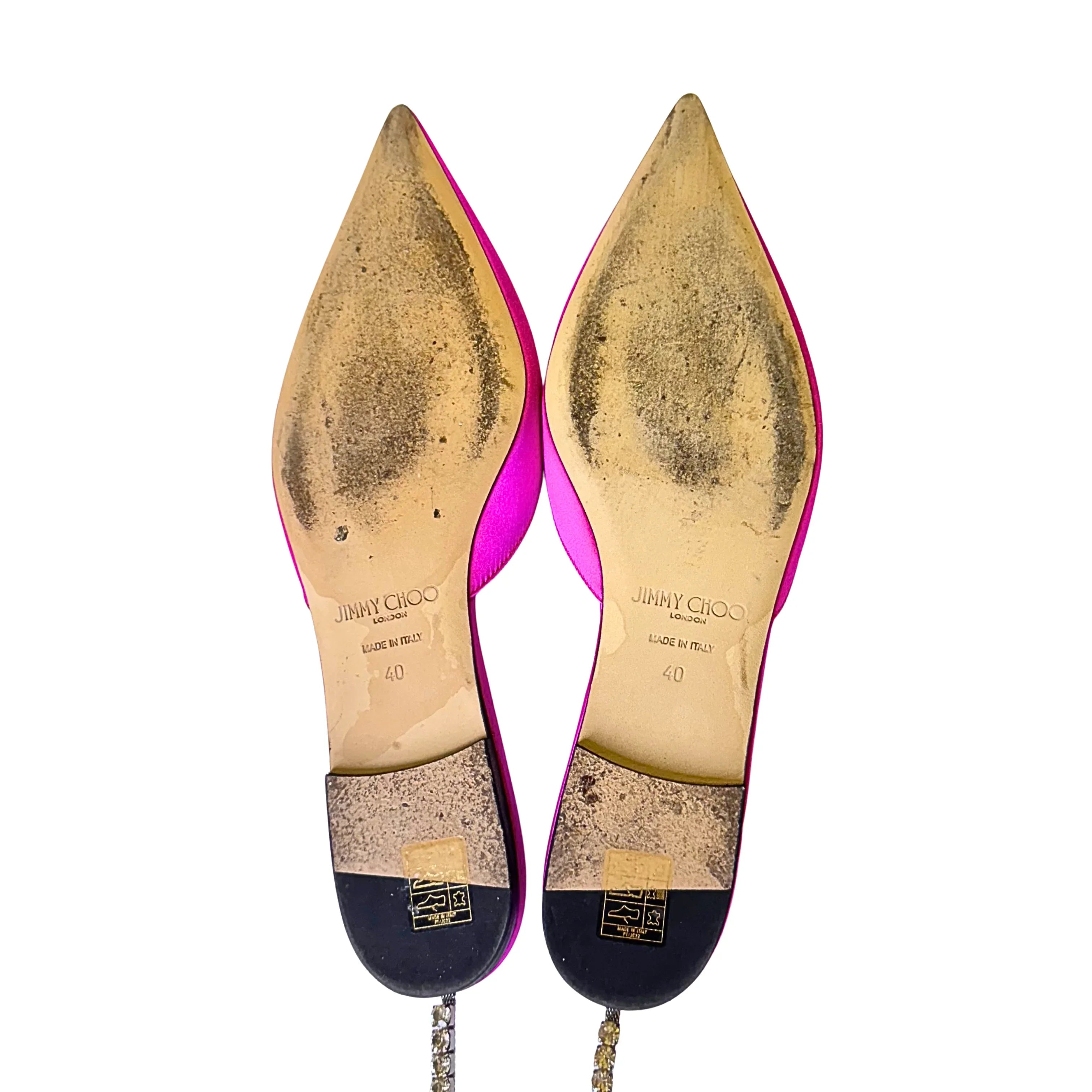 Jimmy Choo Saeda Fuchisca Satin Flats , 40 - Lost Designer
