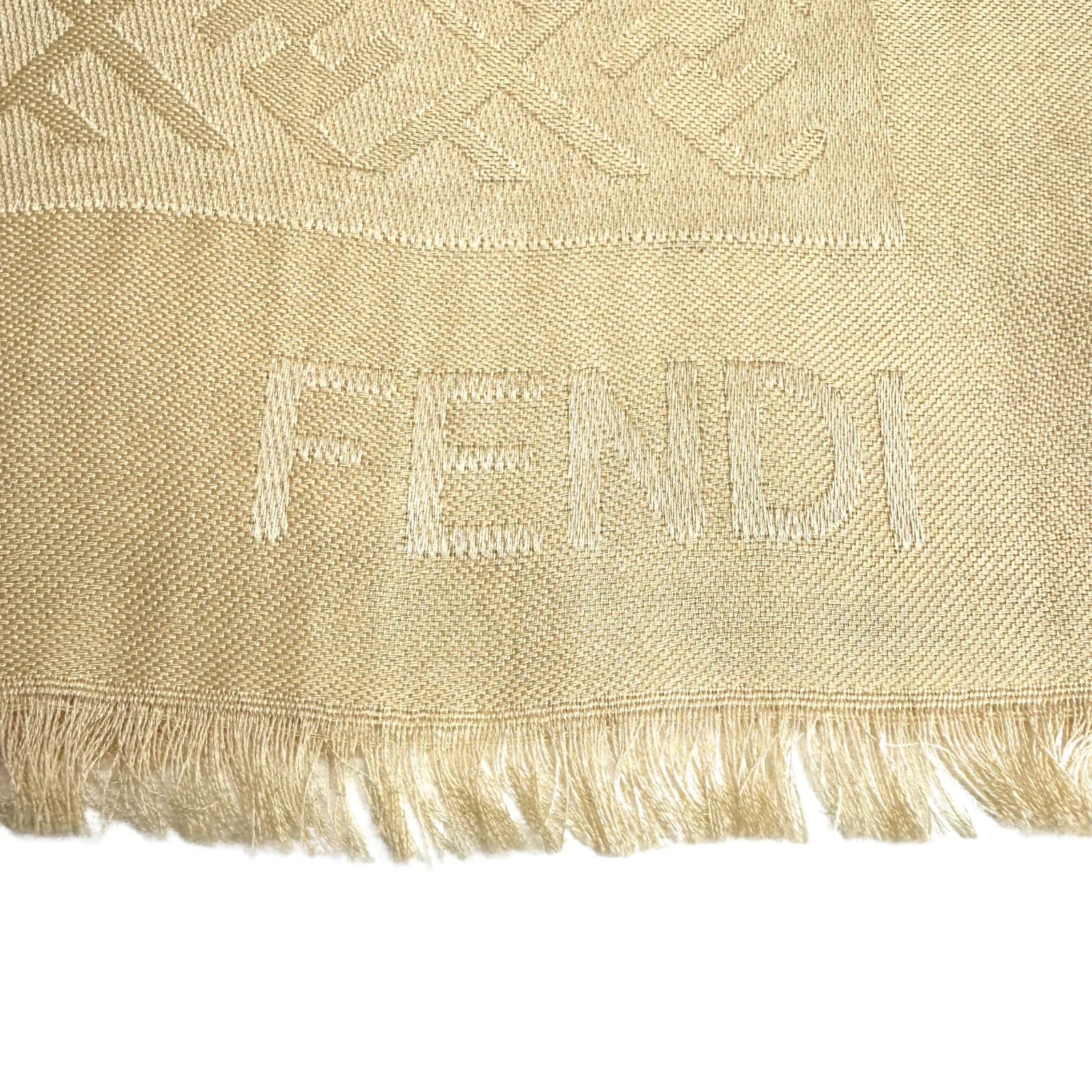 Fendi Silk Scarf Shawl Monogram Beige
