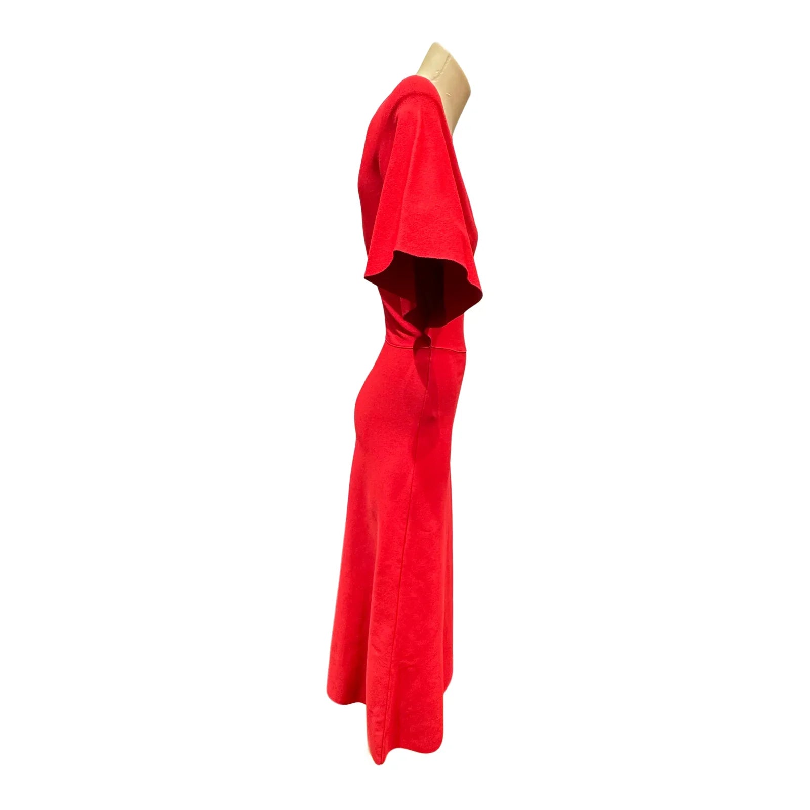 Valentino Flutter Sleeve Maxi Dress Red - Lost Designer