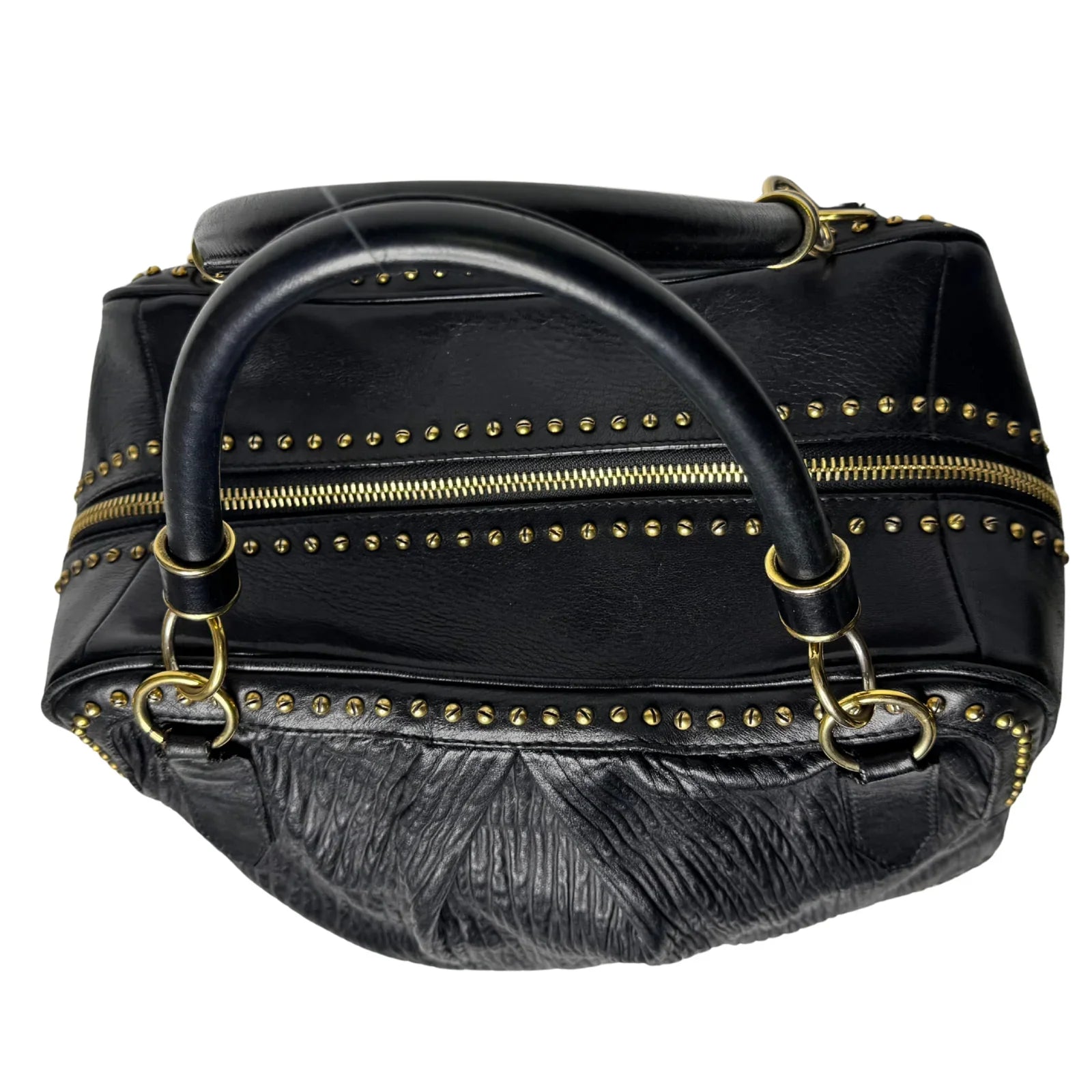 Burberry Black Studded Plissé Lambskin Leather Tote Bag
