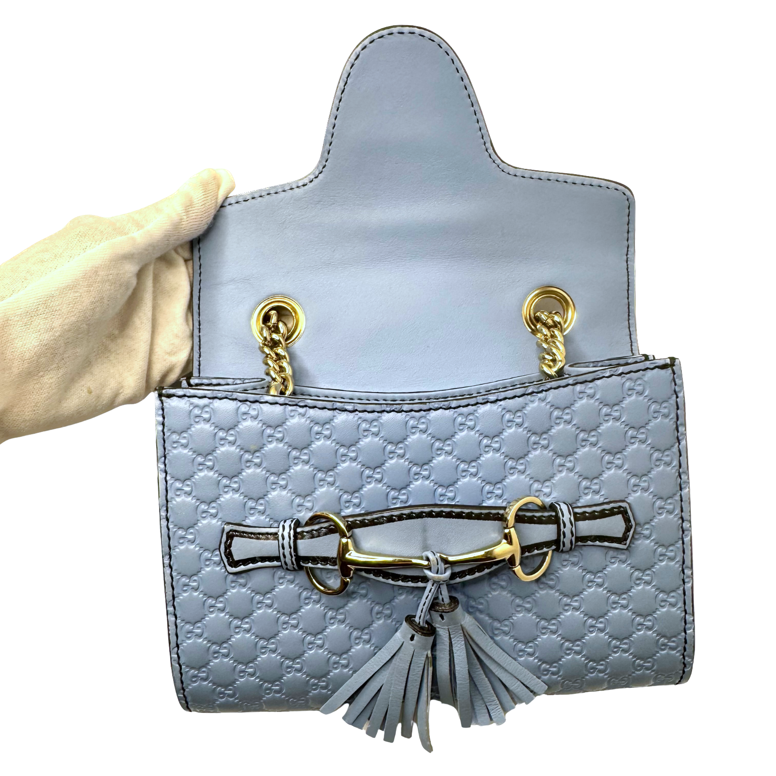 Gucci Microguccissima Mini Emily Chain Shoulder Bag – Light Blue
