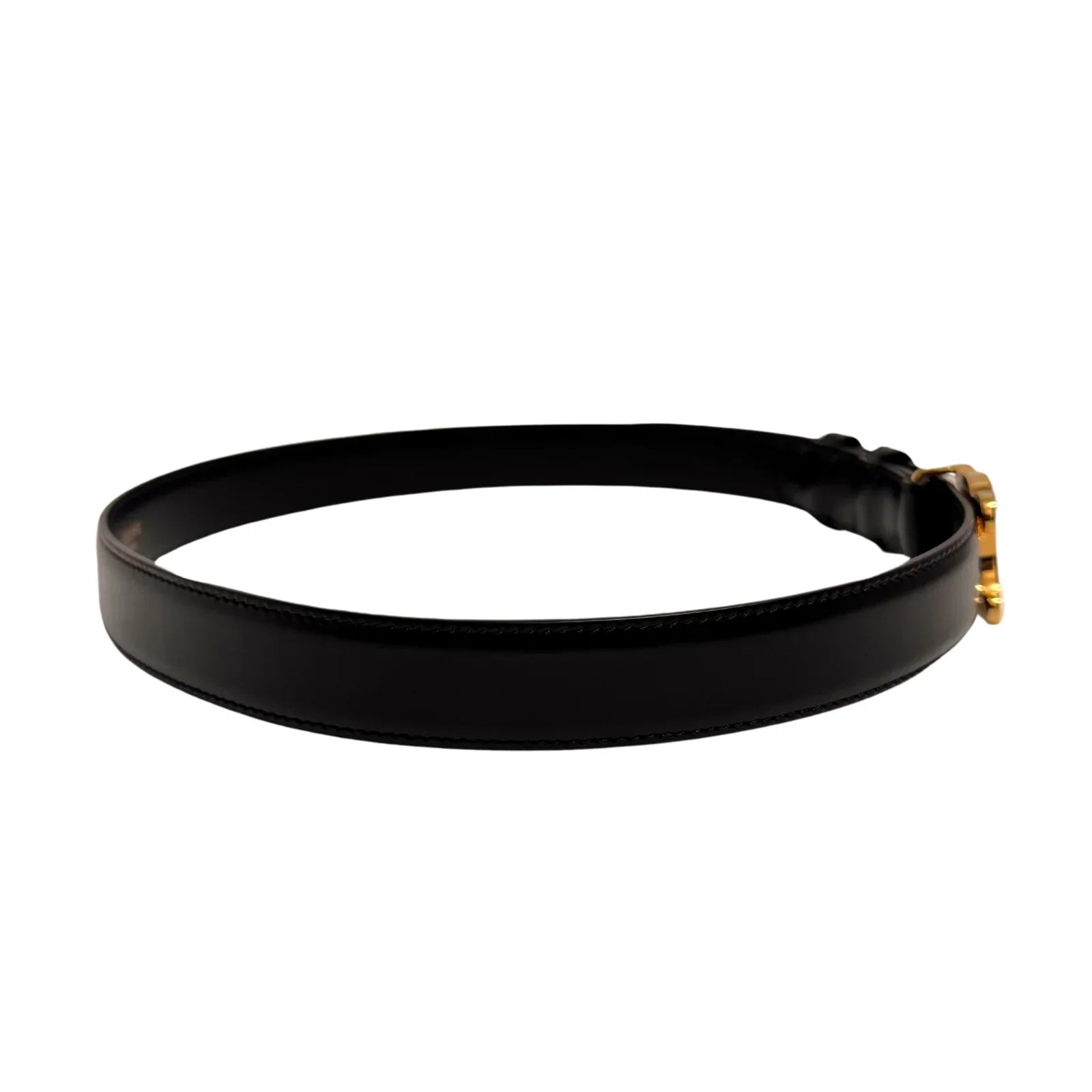 Celine Triomphe Leather Belt Black