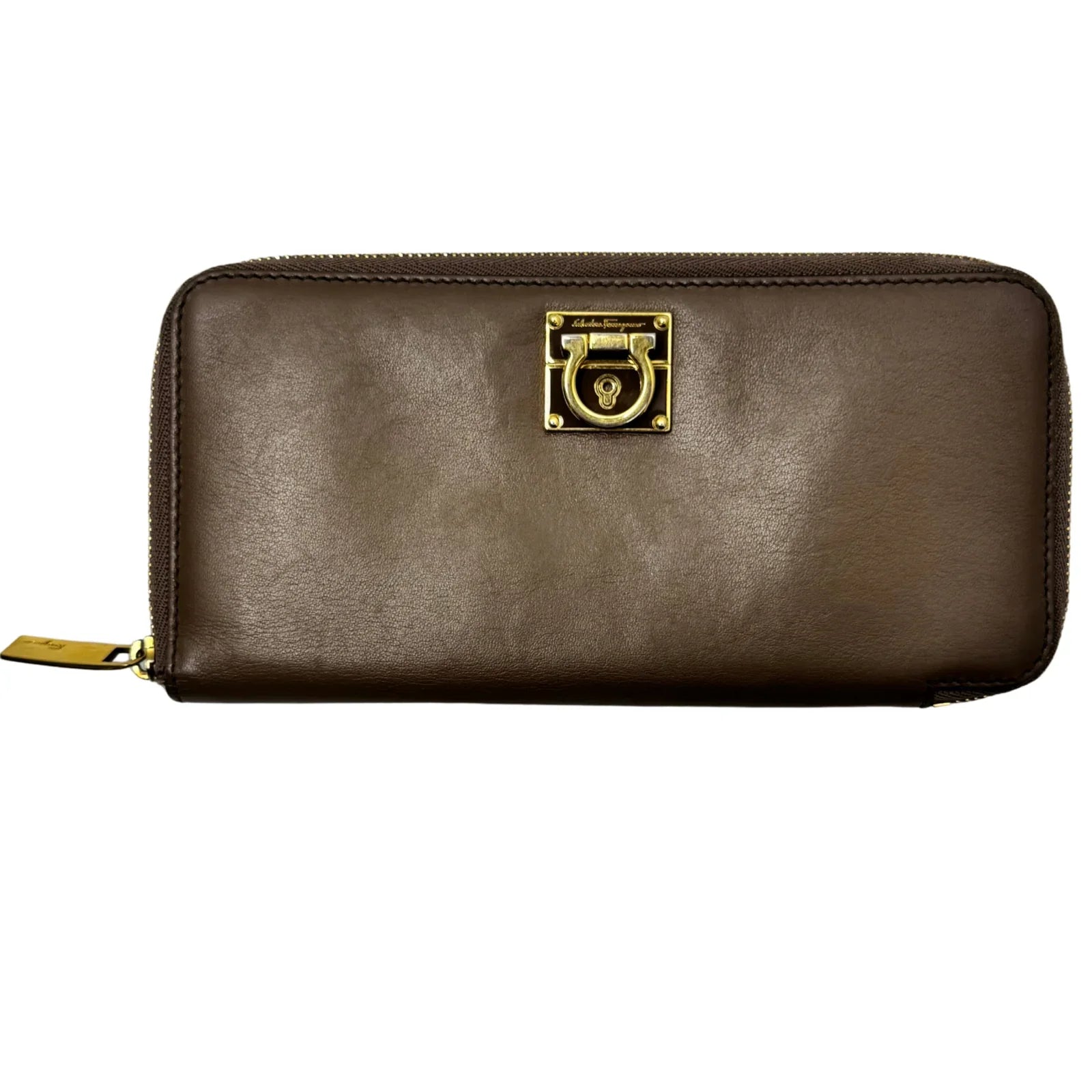 Salvatore Ferragamo Dark Brown Leather Long Wallet