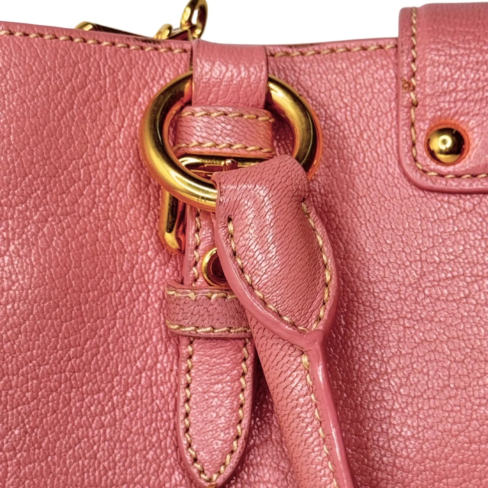 Miu Miu Goatskin Madras Shopping Crossbody Tote Bag Pink