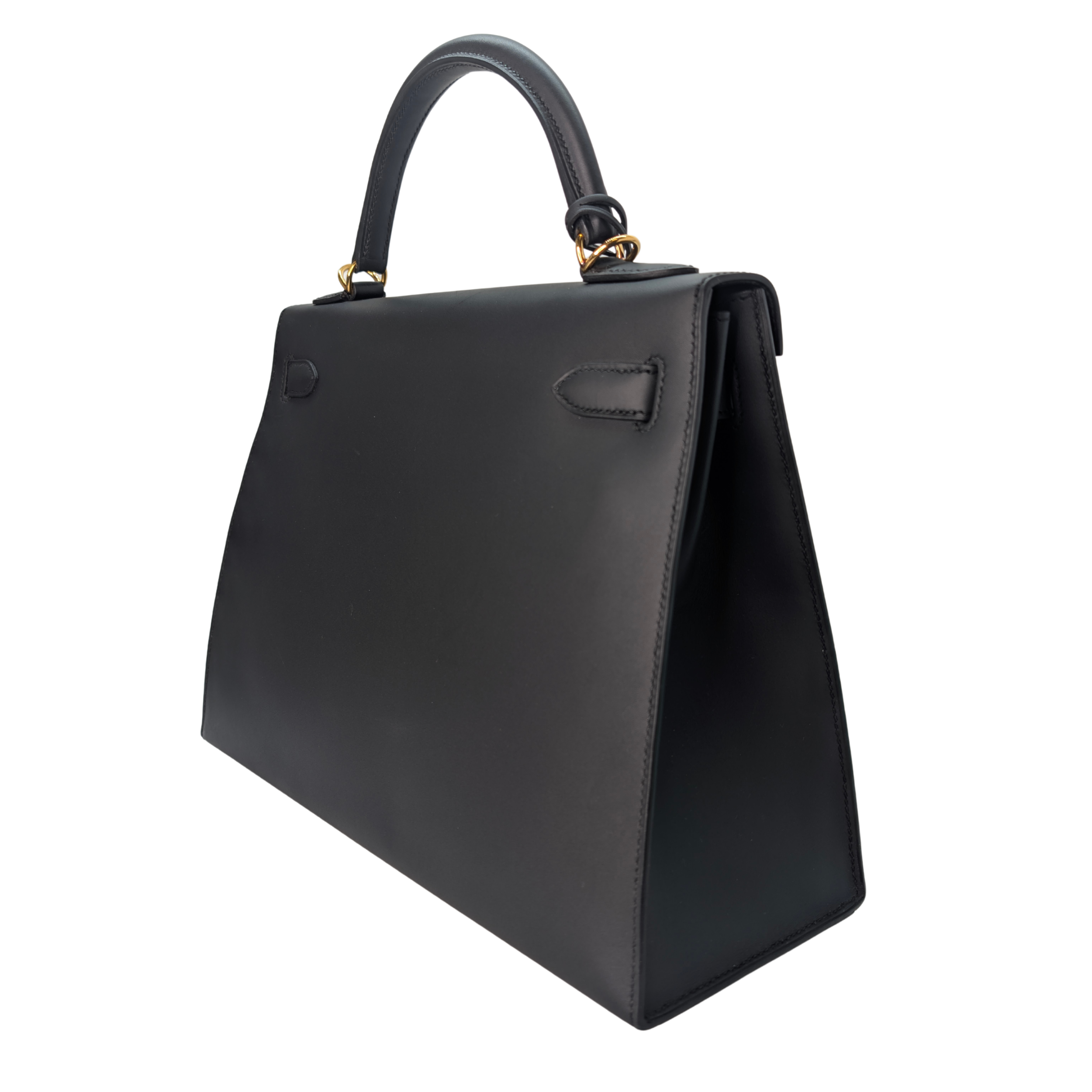 Hermes Kelly 32 Sellier Sombrero Box Leather GHW Matte Black X Stamp