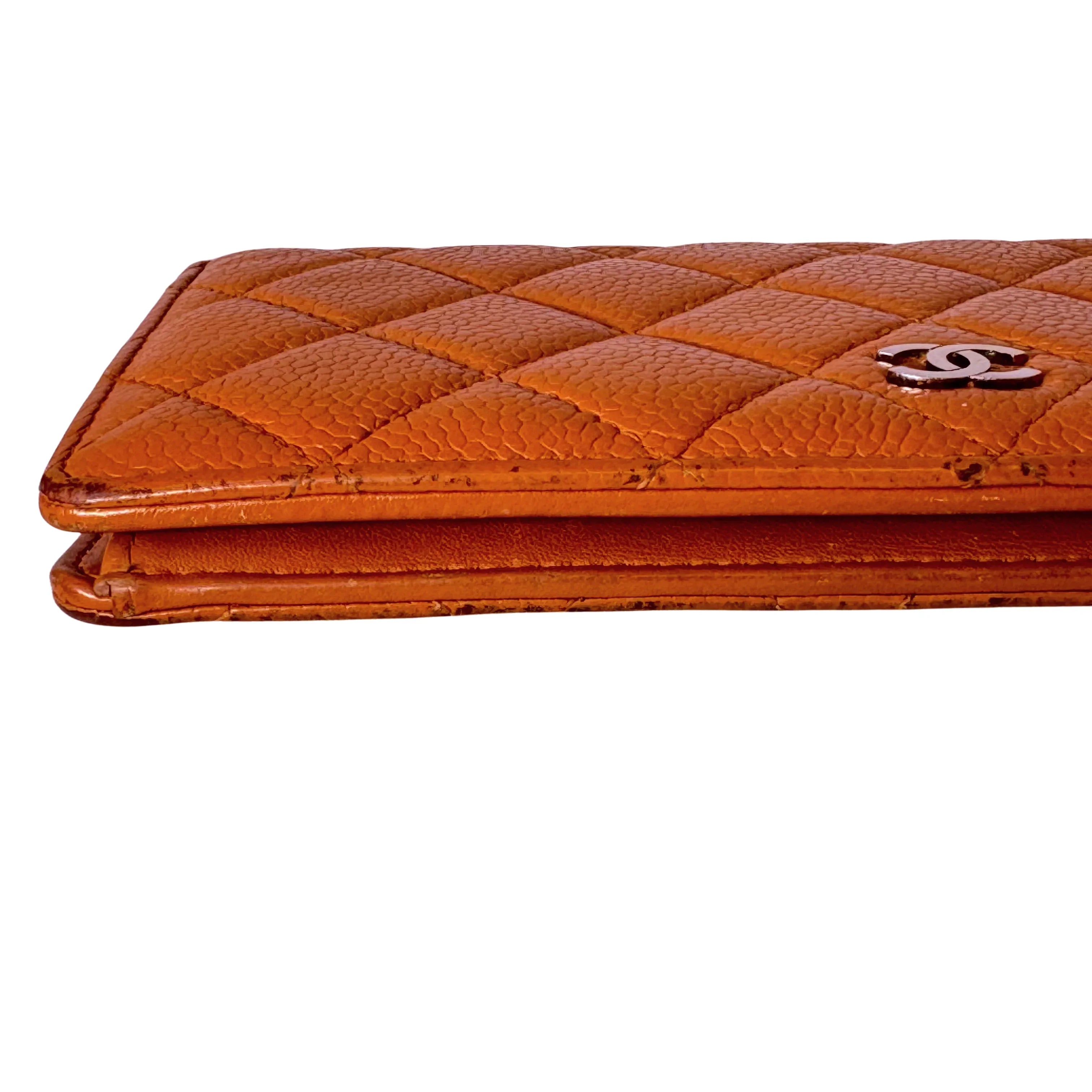 Chanel Caviar Leather Long Wallet Mustard - Lost Designer