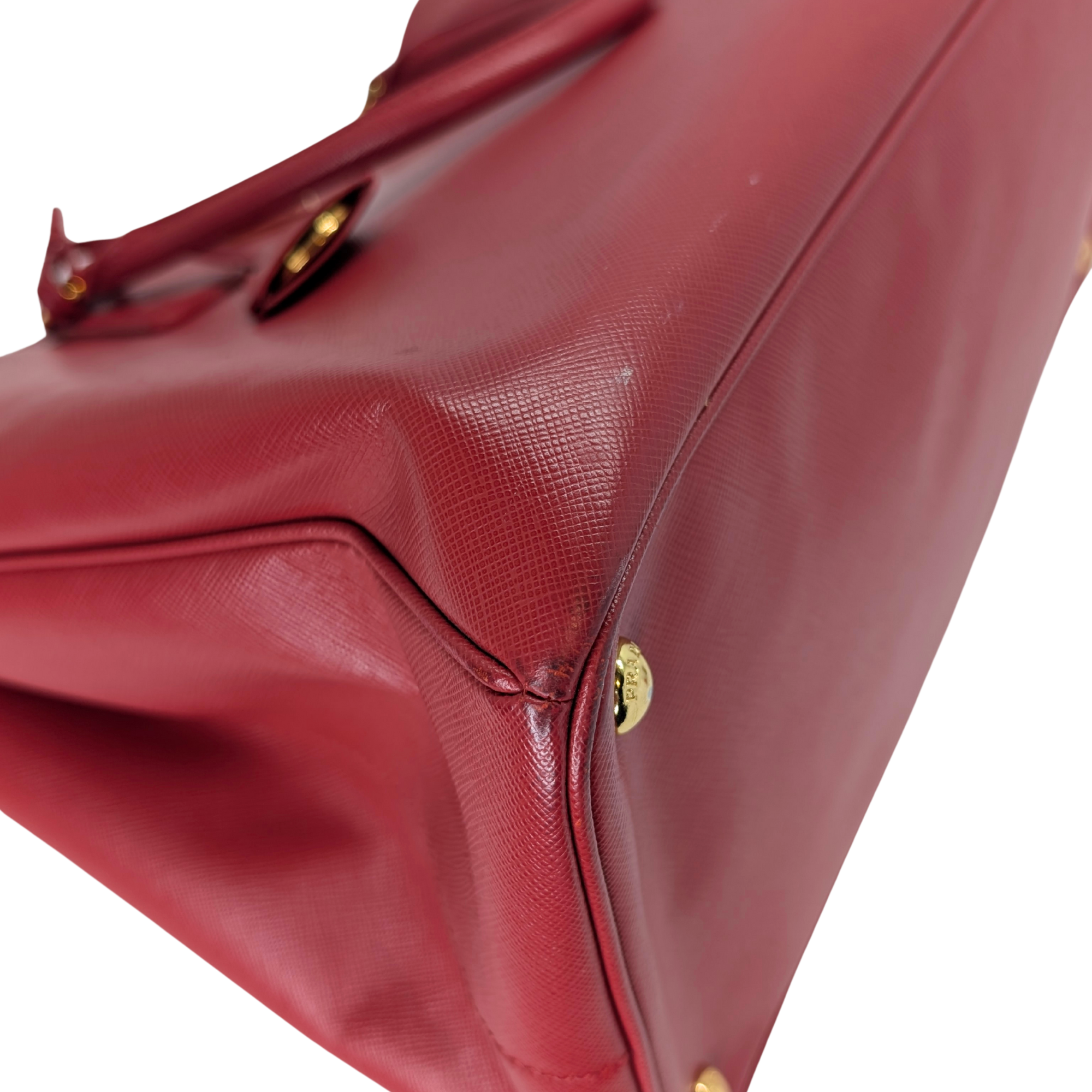 Prada Lux Open Saffiano Tote Bag Red